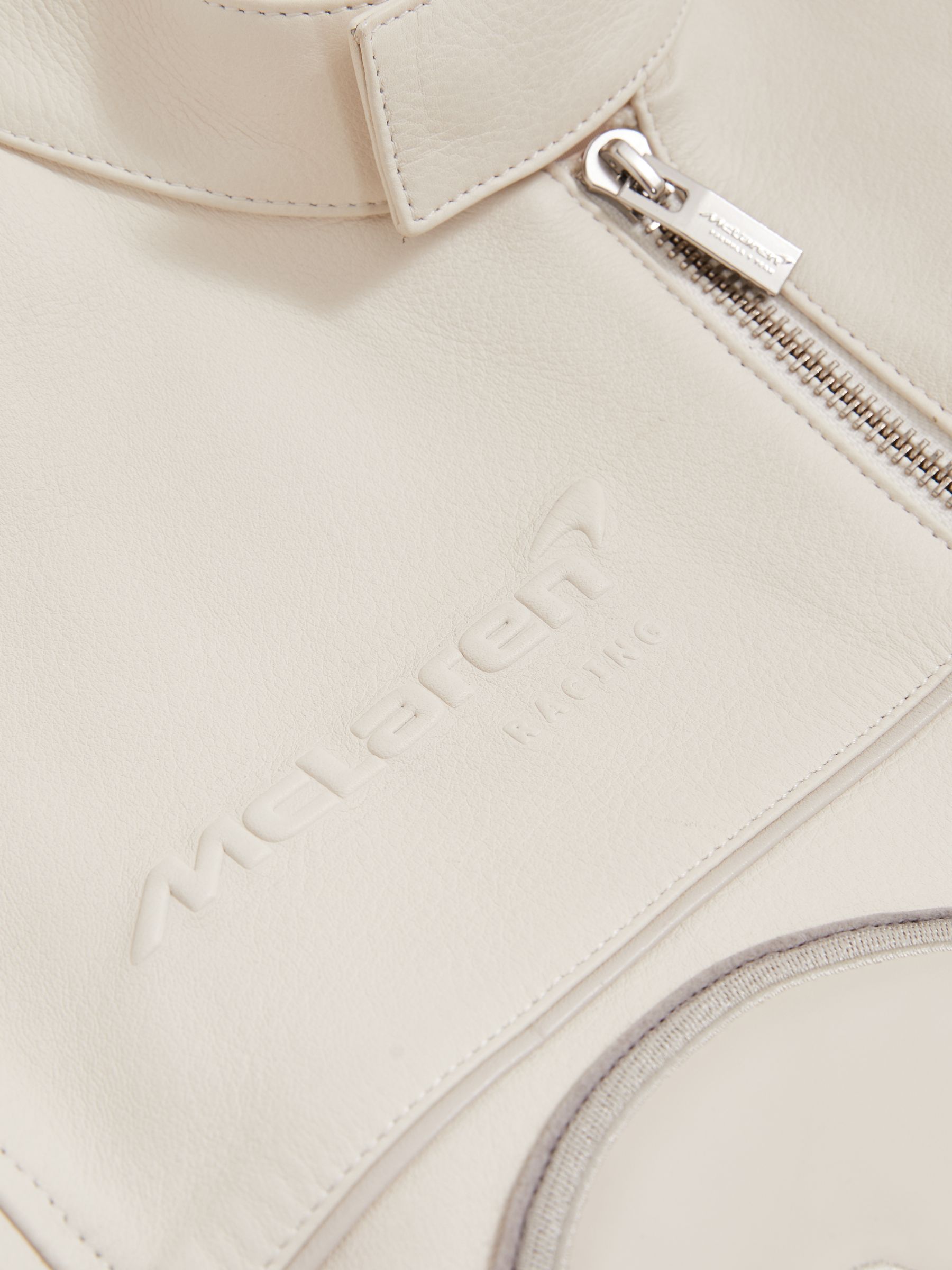 McLaren F1 Team Leather Biker Jacket in Off White