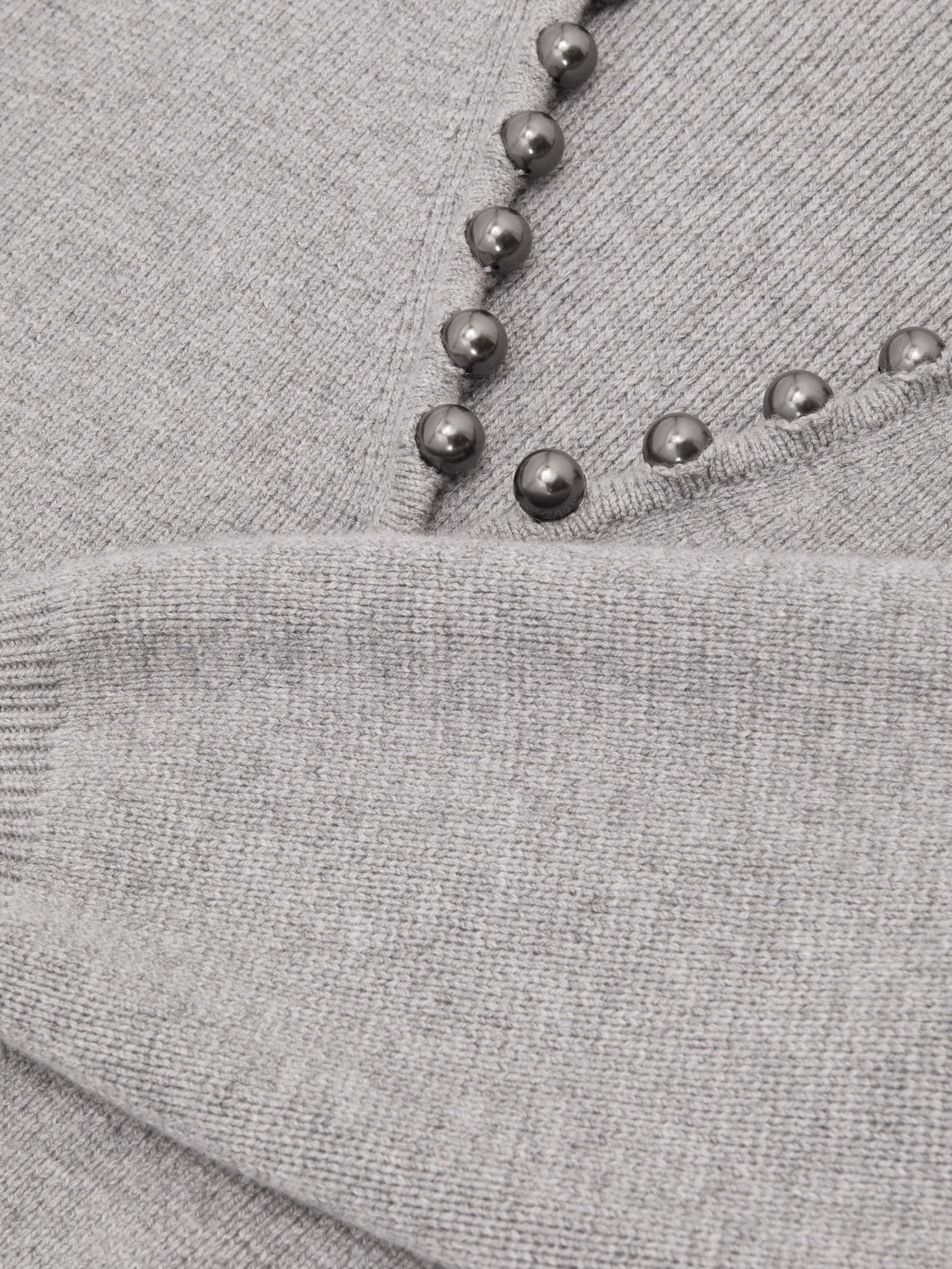 Wool-Blend Beaded-Trim Cardigan With Cashmere in Grey