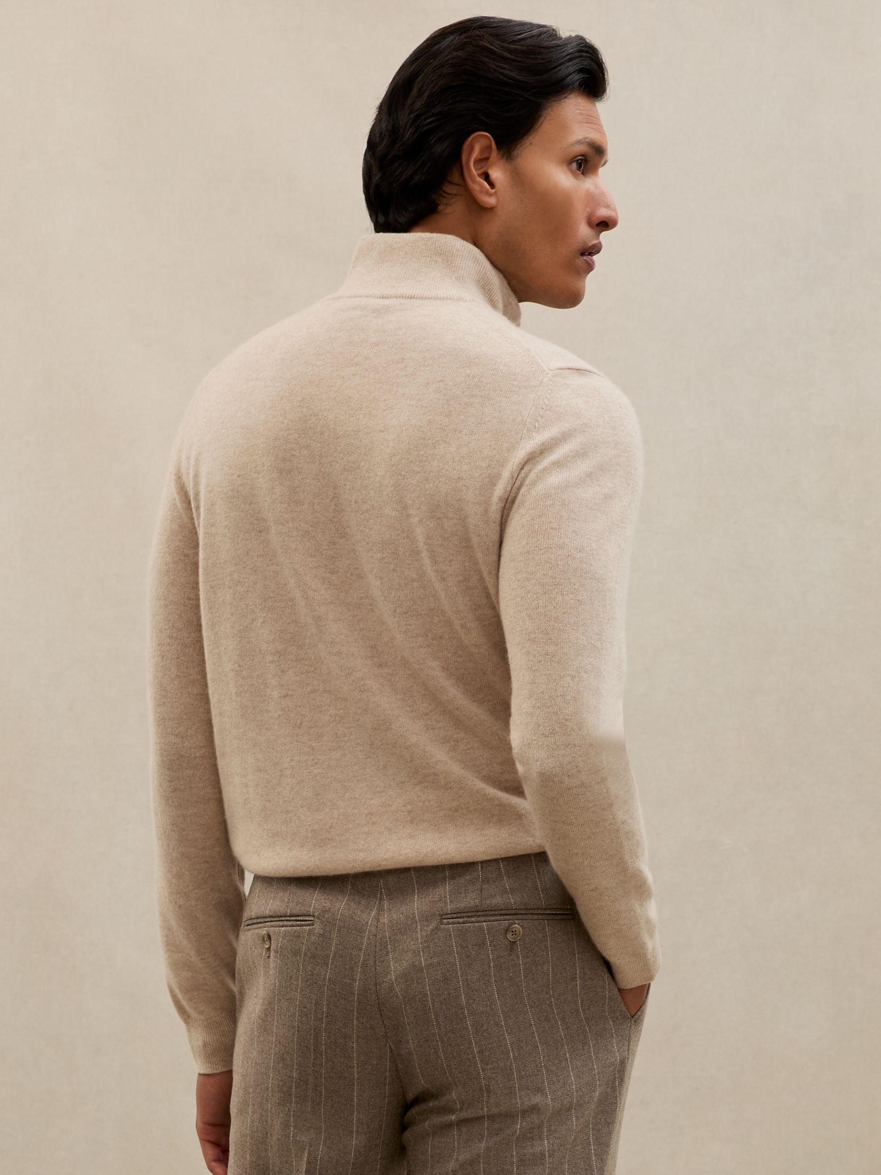 Atelier 100% Cashmere Half-Zip Jumper in Oatmeal Melange