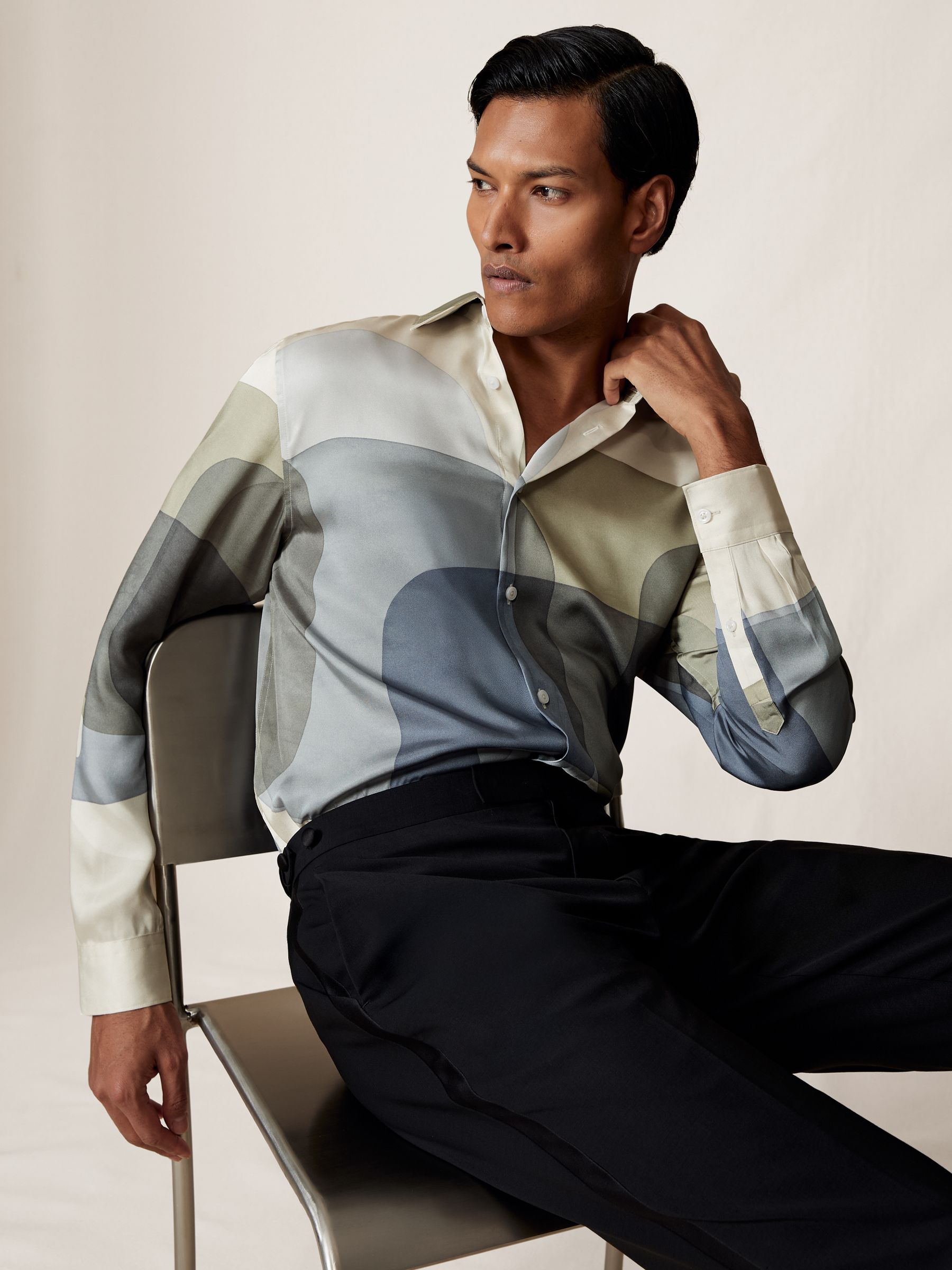 Abstract-Print Long-Sleeve Shirt in Multi