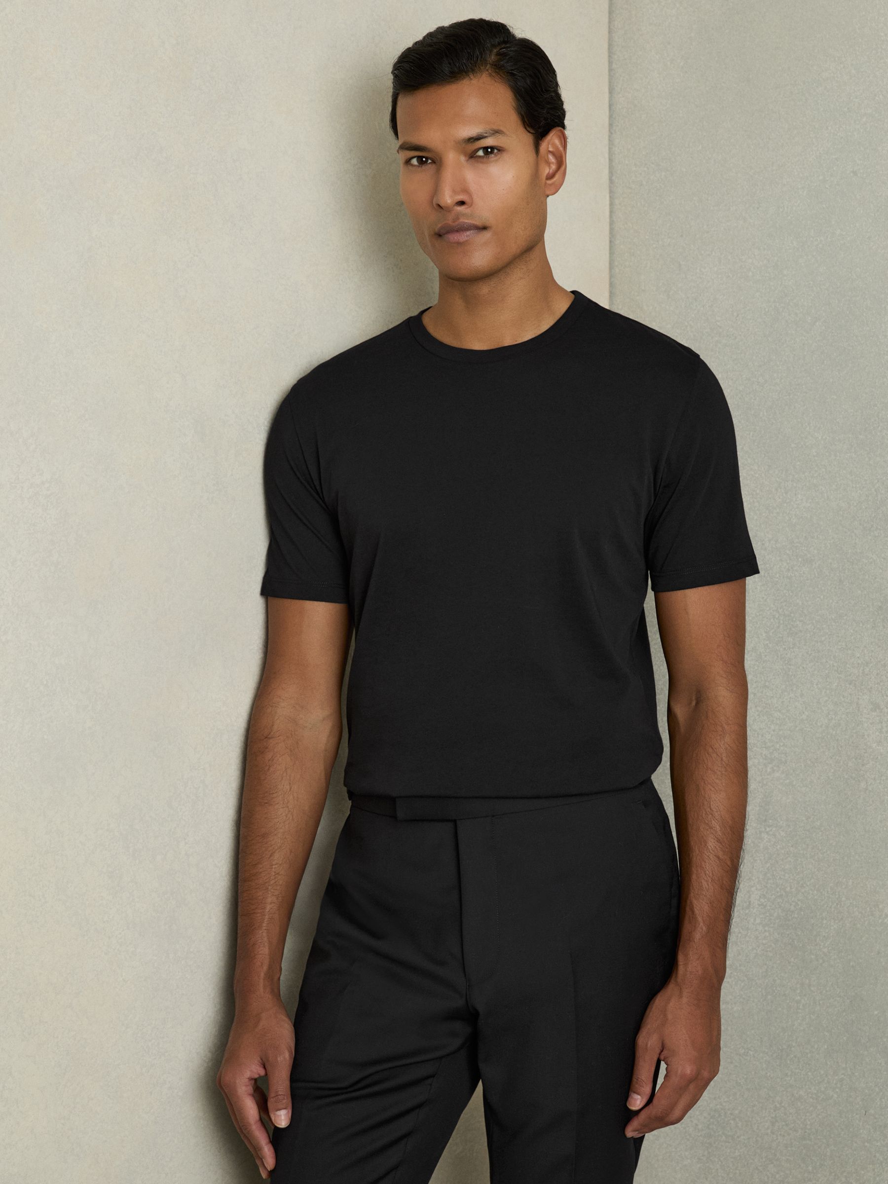 Cotton Crew Neck T-Shirt in Soft Blue