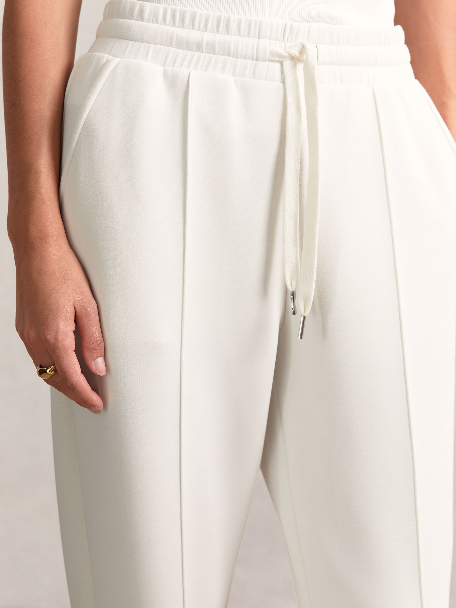 Petite Modal-Blend Interlock Wide-Leg Joggers in Ivory