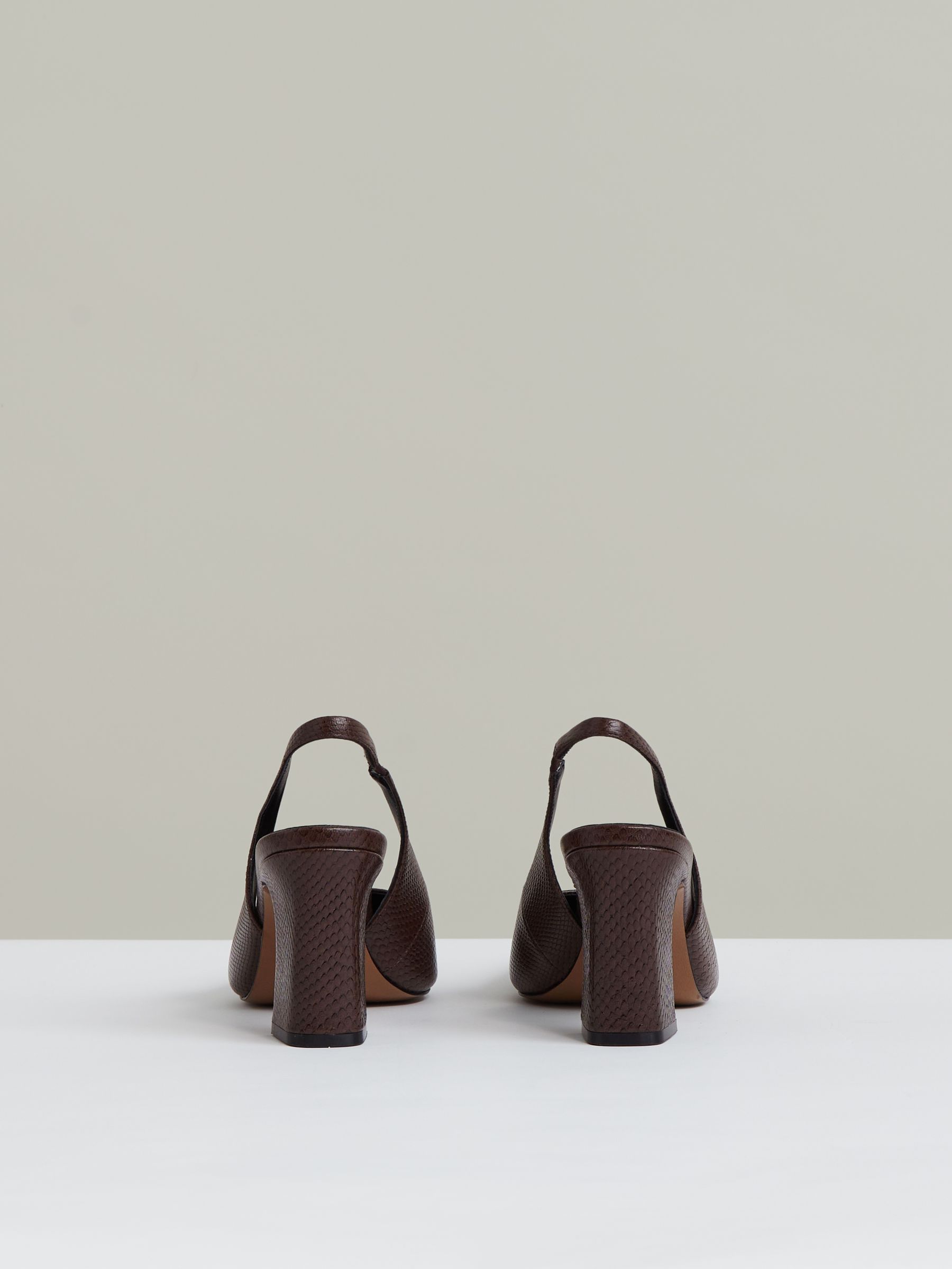 Leather Slingback Court Shoes in Chocolate