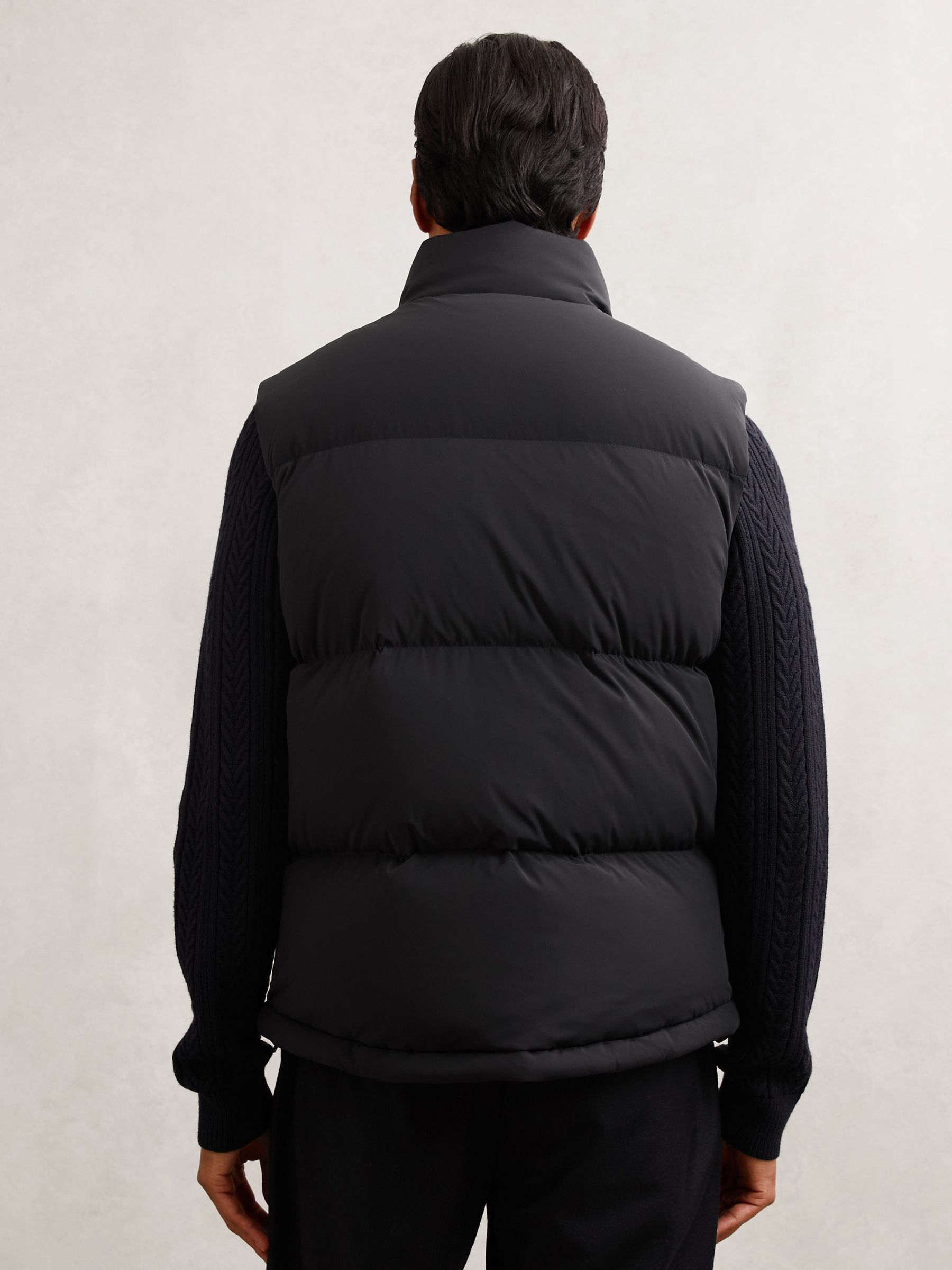 Quilted Zip-Through Puffer Gilet in Navy