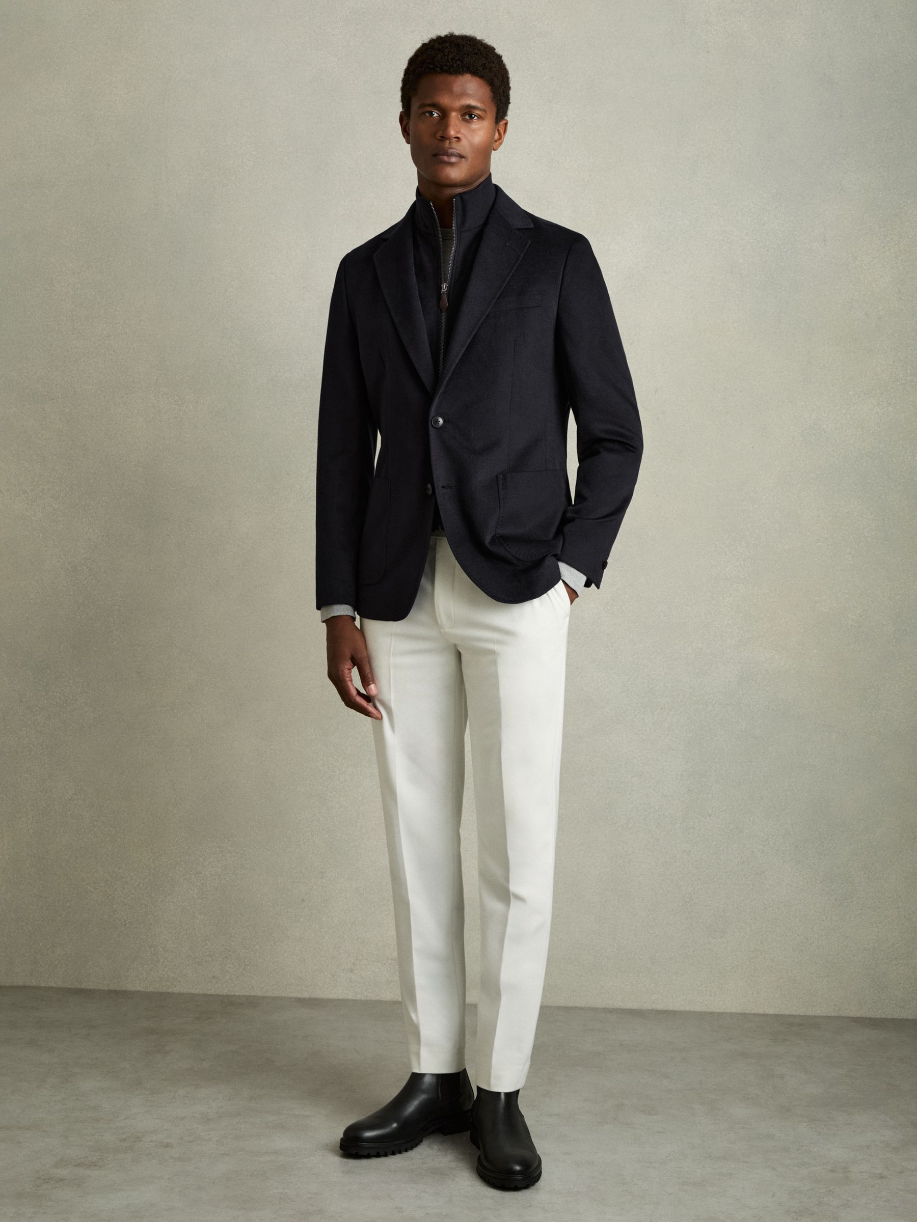 Single-Breasted Blazer With Gilet Insert Tailored-Fit in Black