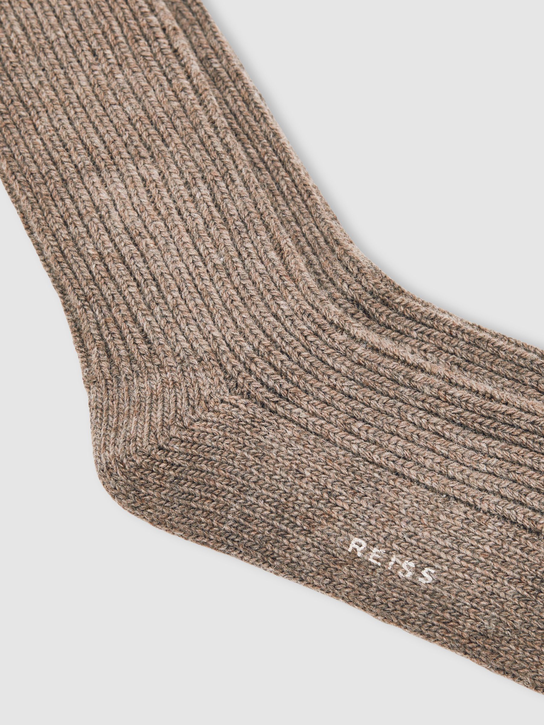 Rib-Knit Socks With Cashmere in Chocolate