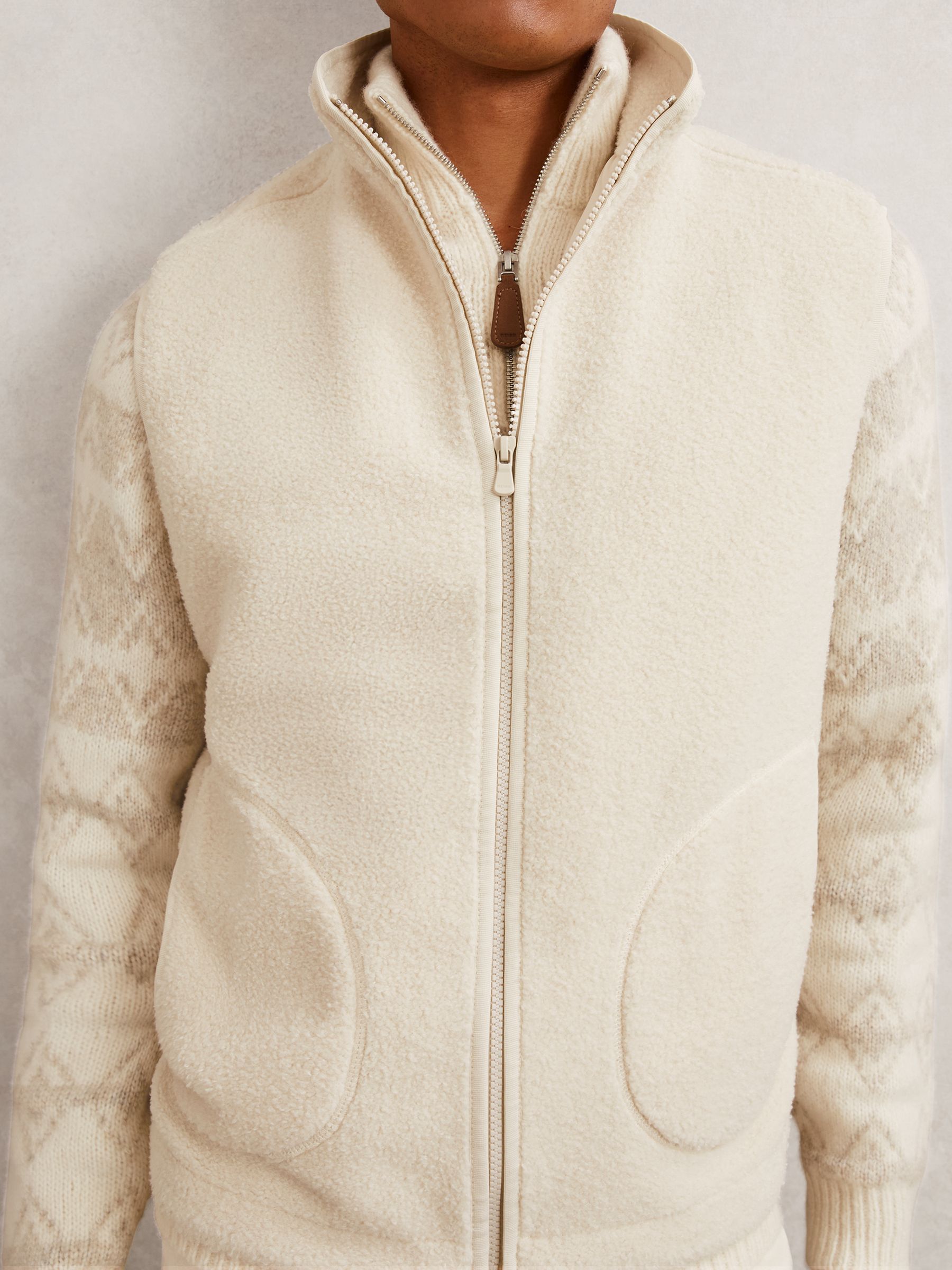 Fleece Zip-Through Gilet in Ecru