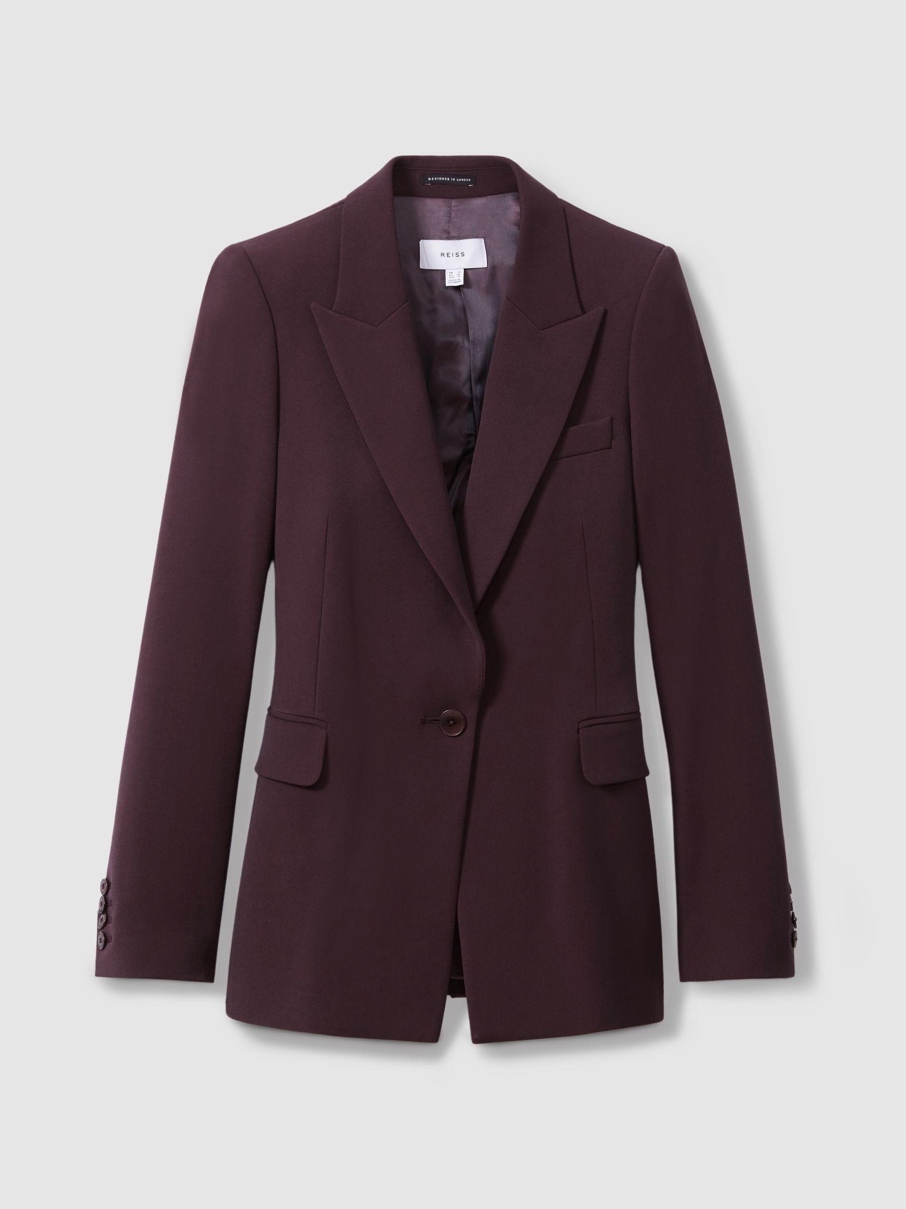 Petite Tailored Single Breasted Suit Blazer in Berry