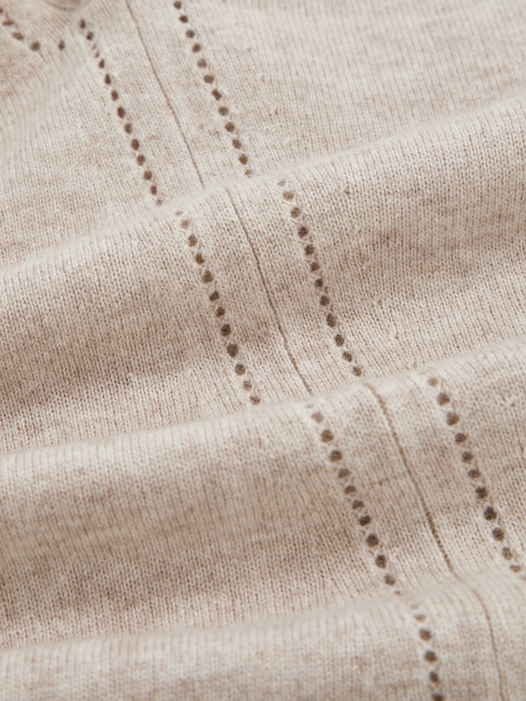 Wool-Blend Open-Stitch Jumper with Cashmere in Oatmeal Neutral