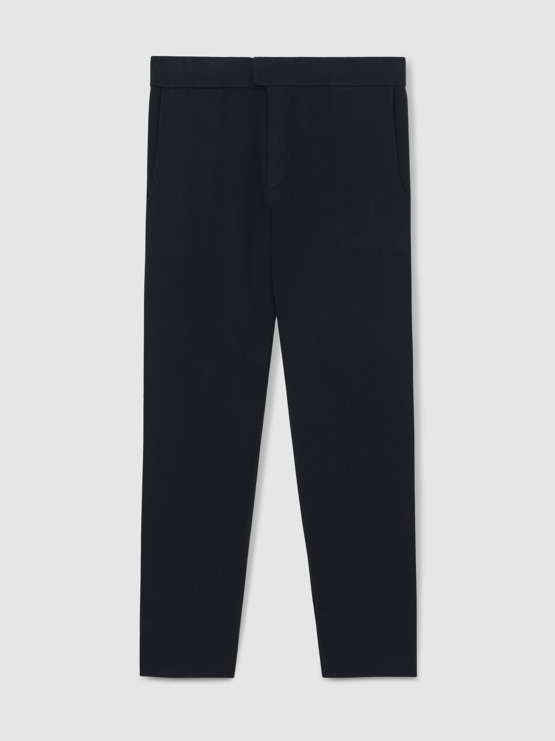 Tapered Fit Knitted Trousers in Navy