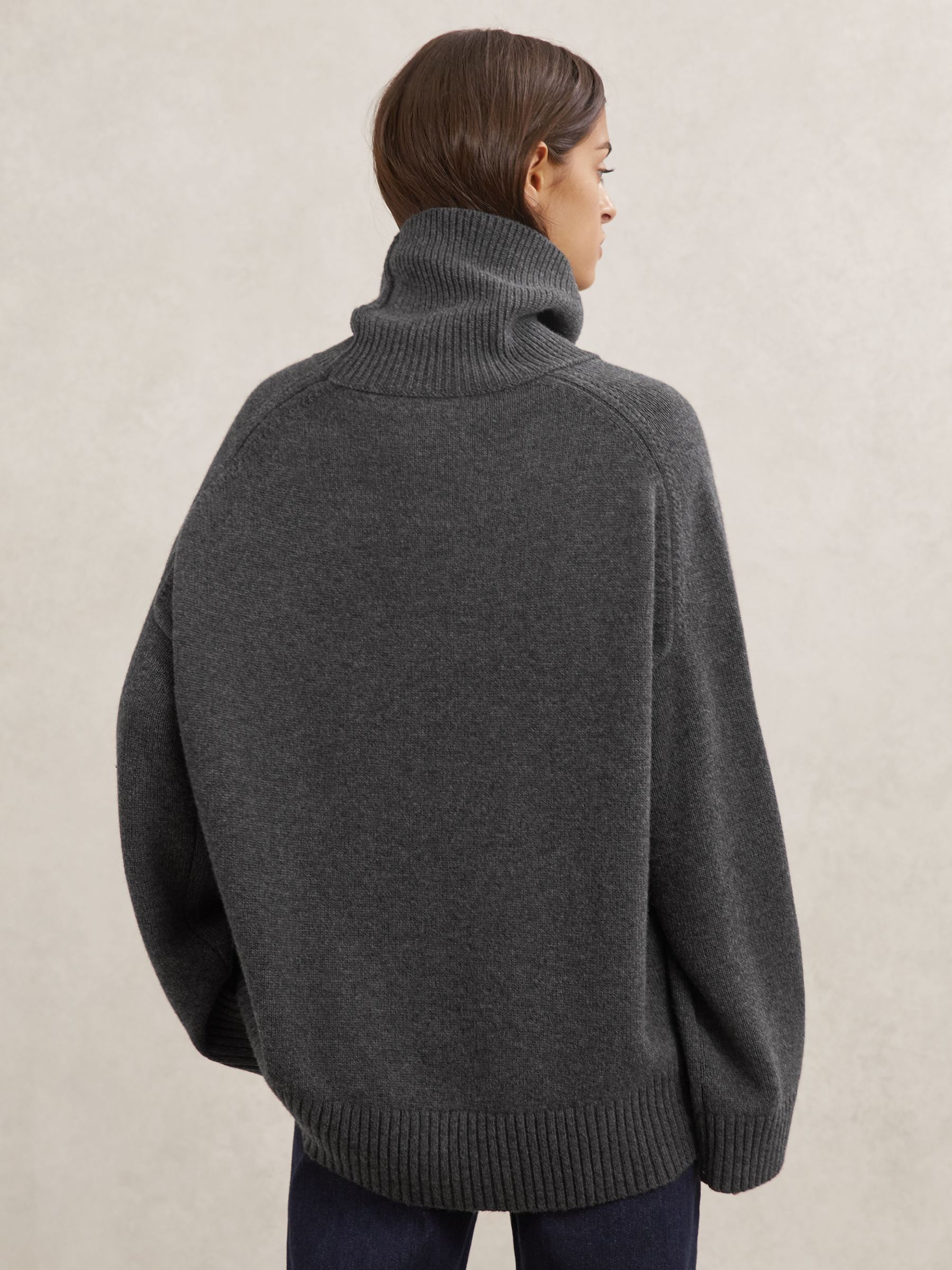 Wool-Cashmere Roll-Neck Jumper in Charcoal Grey