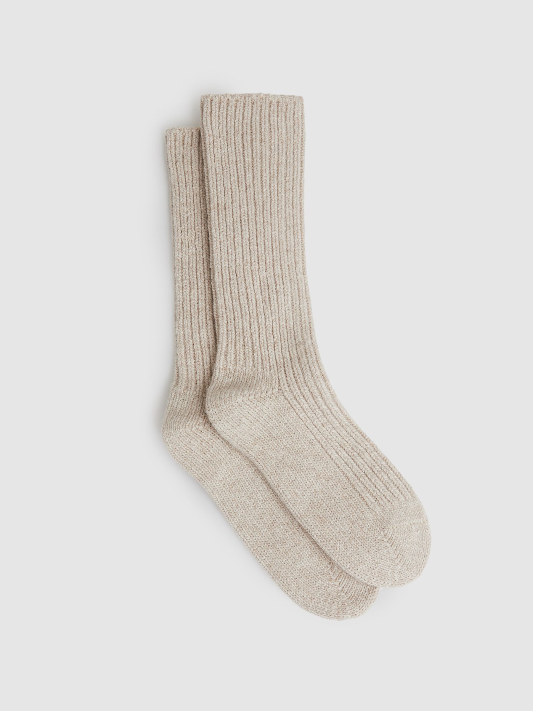 Rib-Knit Socks With Cashmere in Chocolate