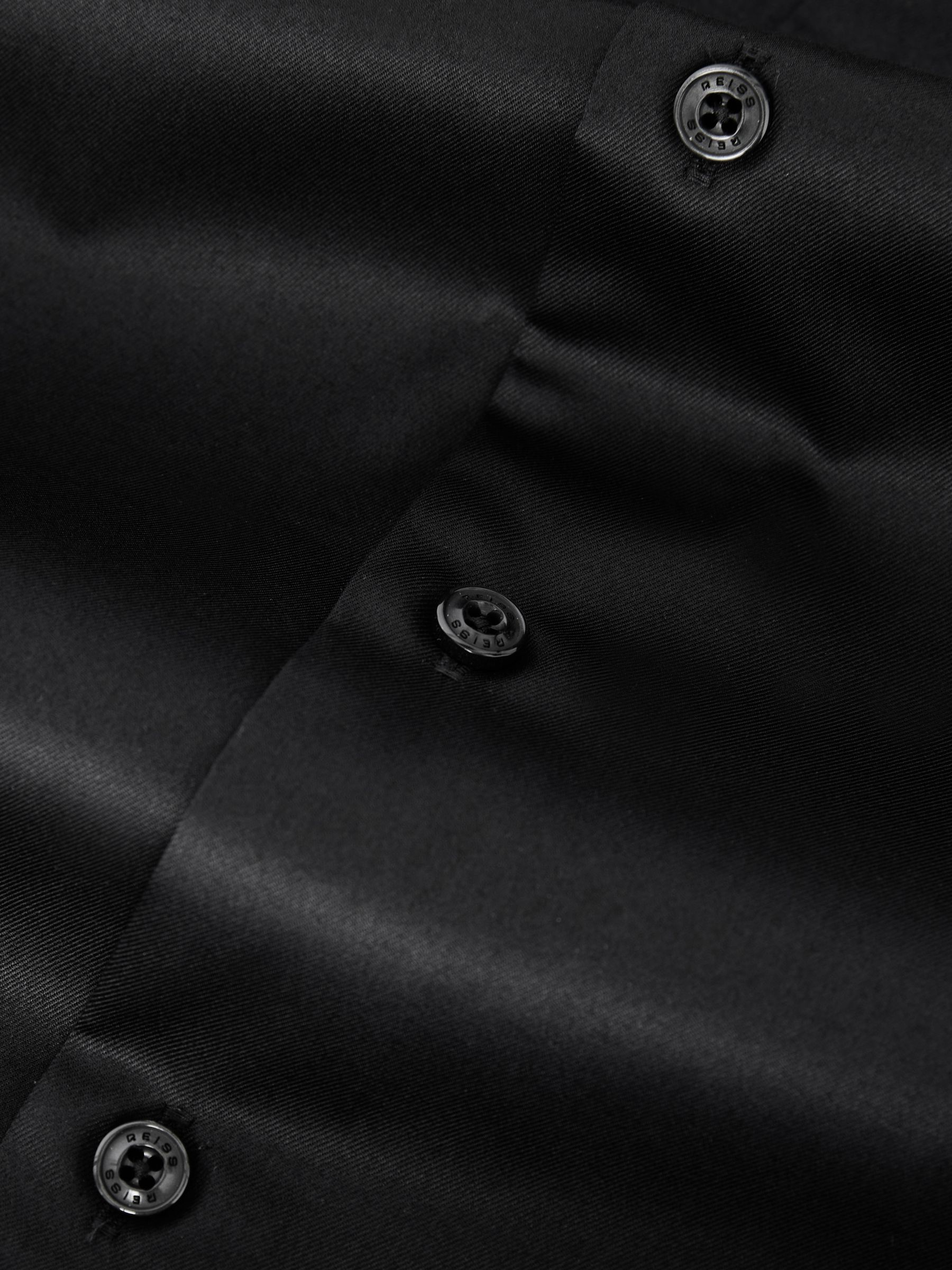 Slim Fit Two-Fold Cotton Shirt in Black