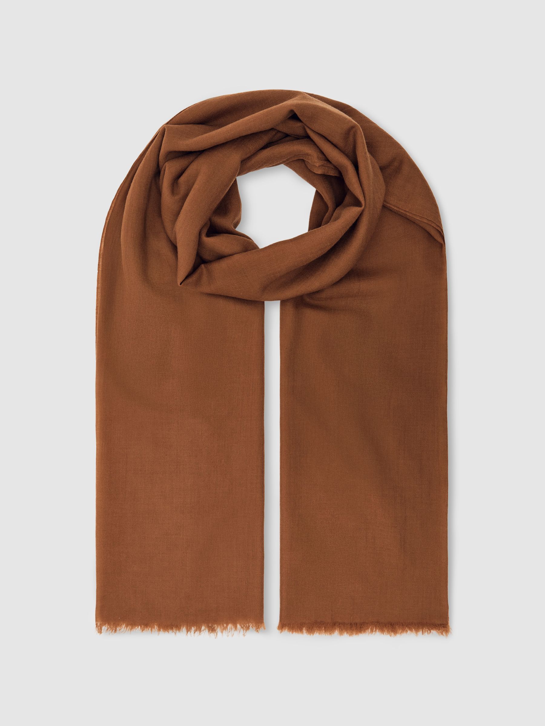 Wool-Cashmere Lightweight Scarf in Camel