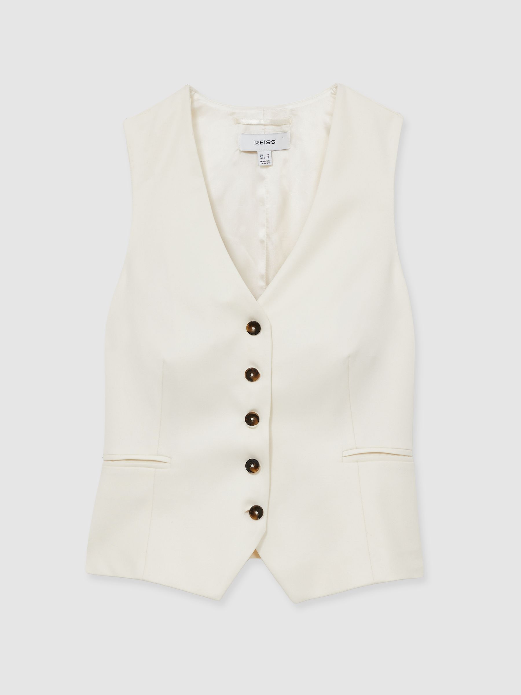 Single Breasted Tailored Waistcoat in Cream