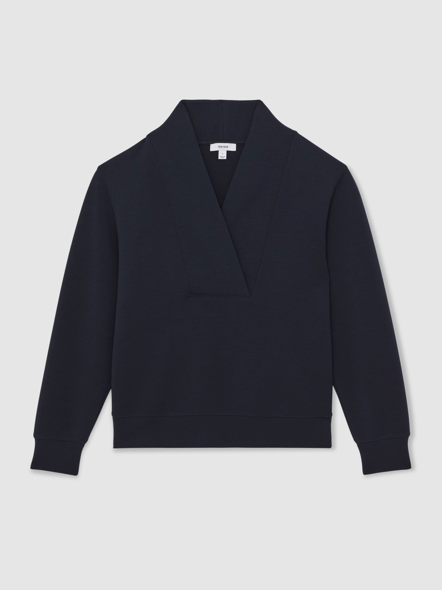 Interlock Shawl-Neck Sweatshirt with Modal in Navy