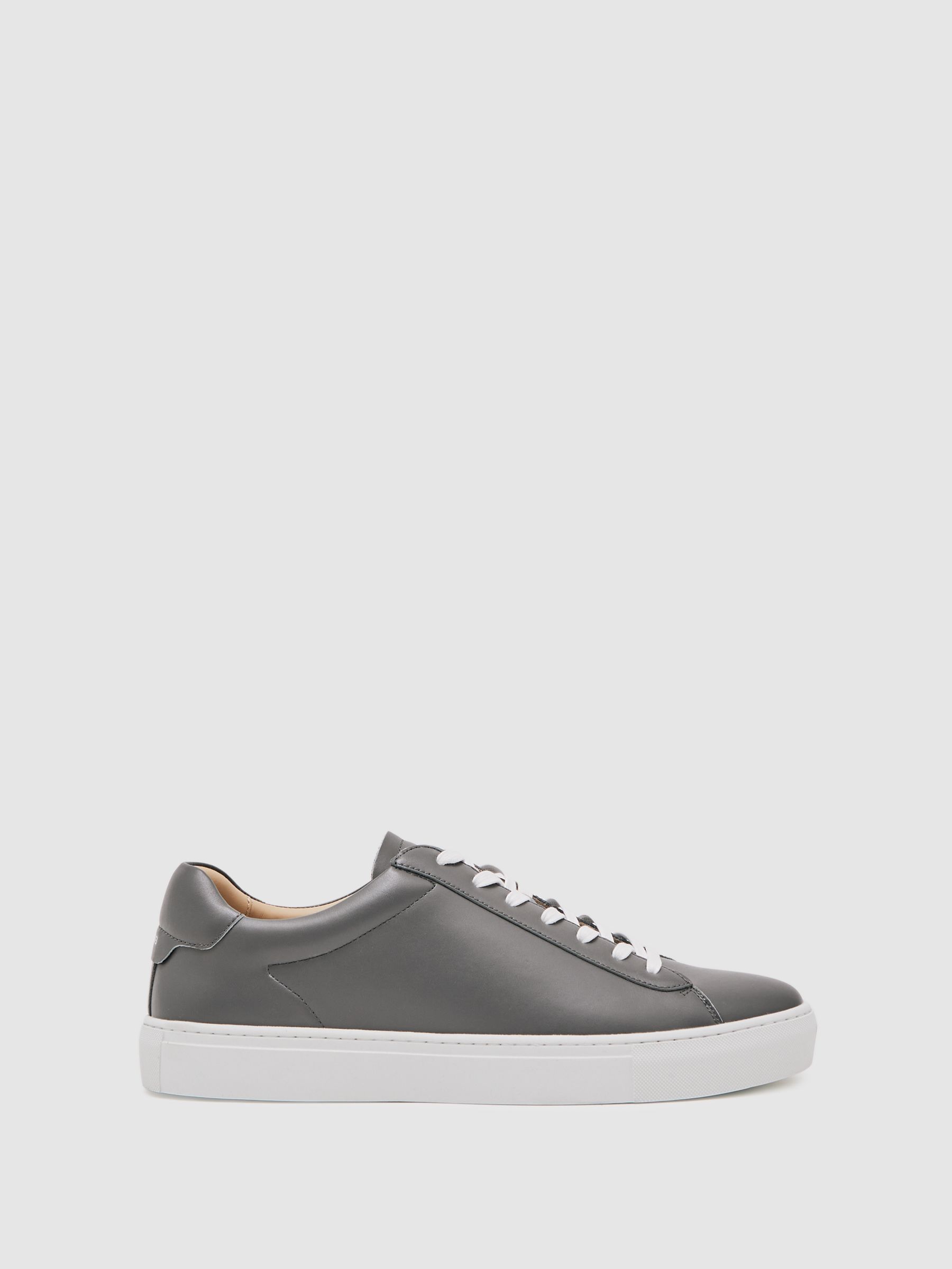 Leather Low-Top Trainers in Graphite Grey