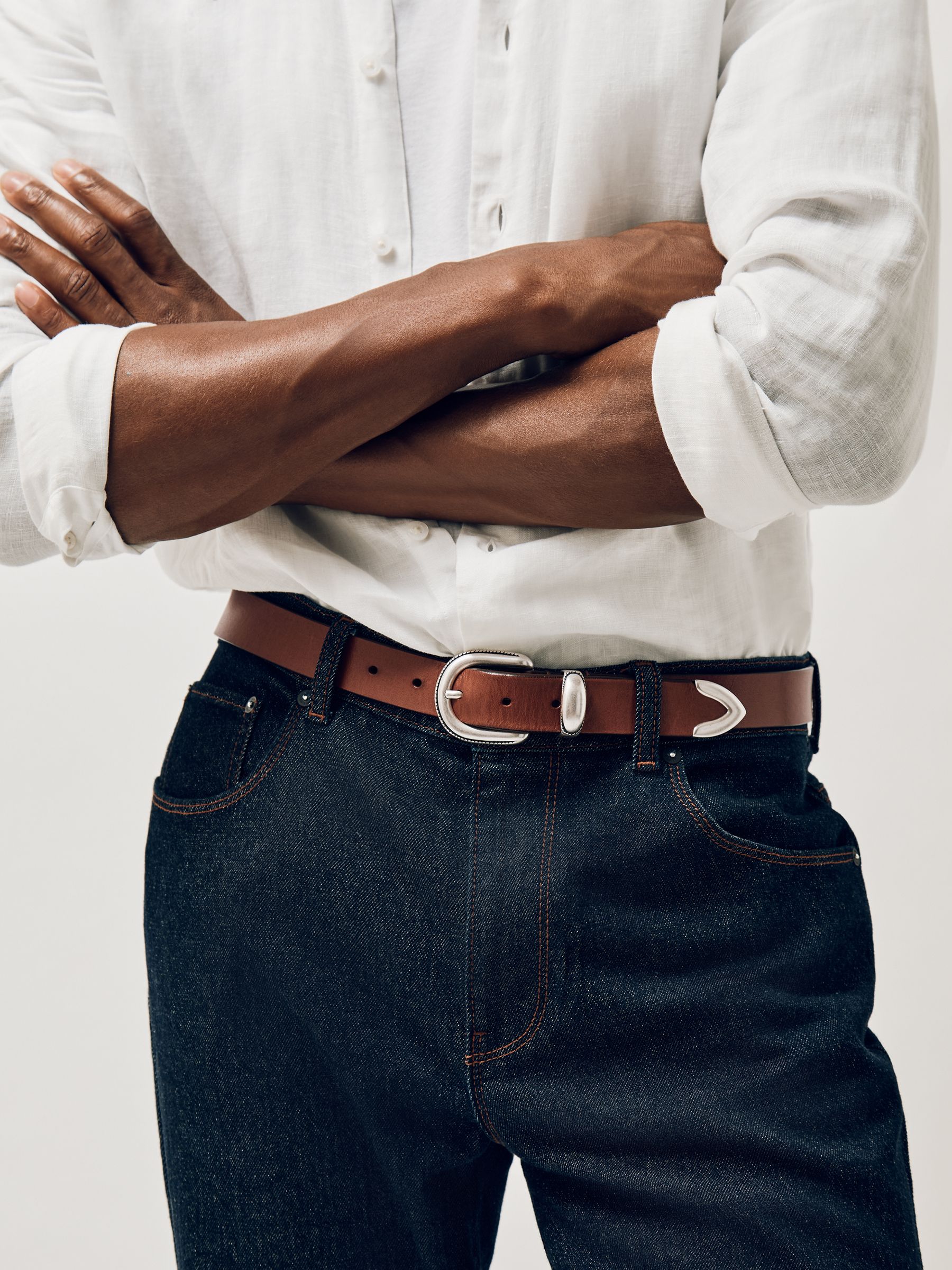 Leather Western Belt in Tan Brown