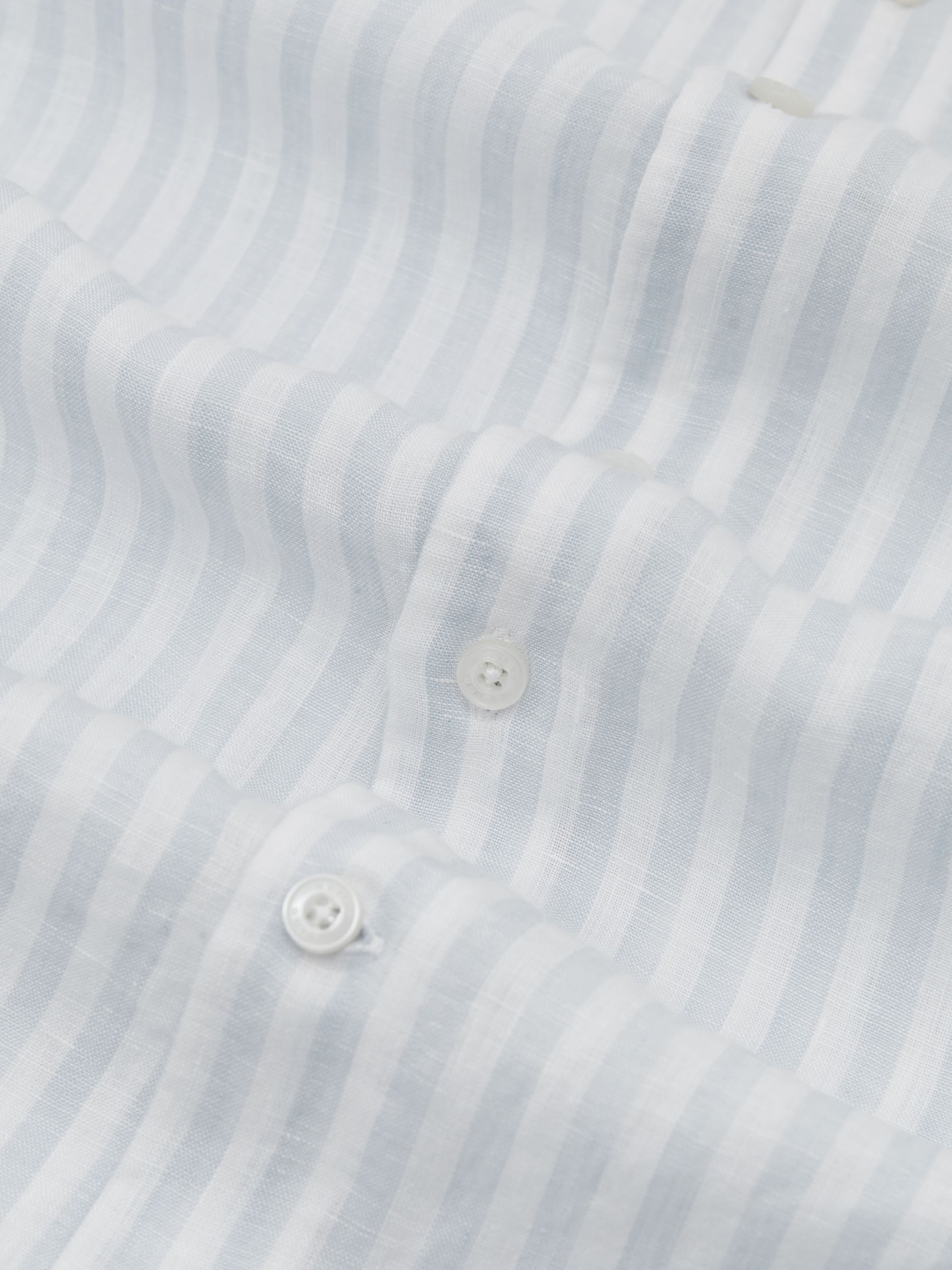 Linen Stripe Long-Sleeve Shirt in Pale Blue/White Stripe