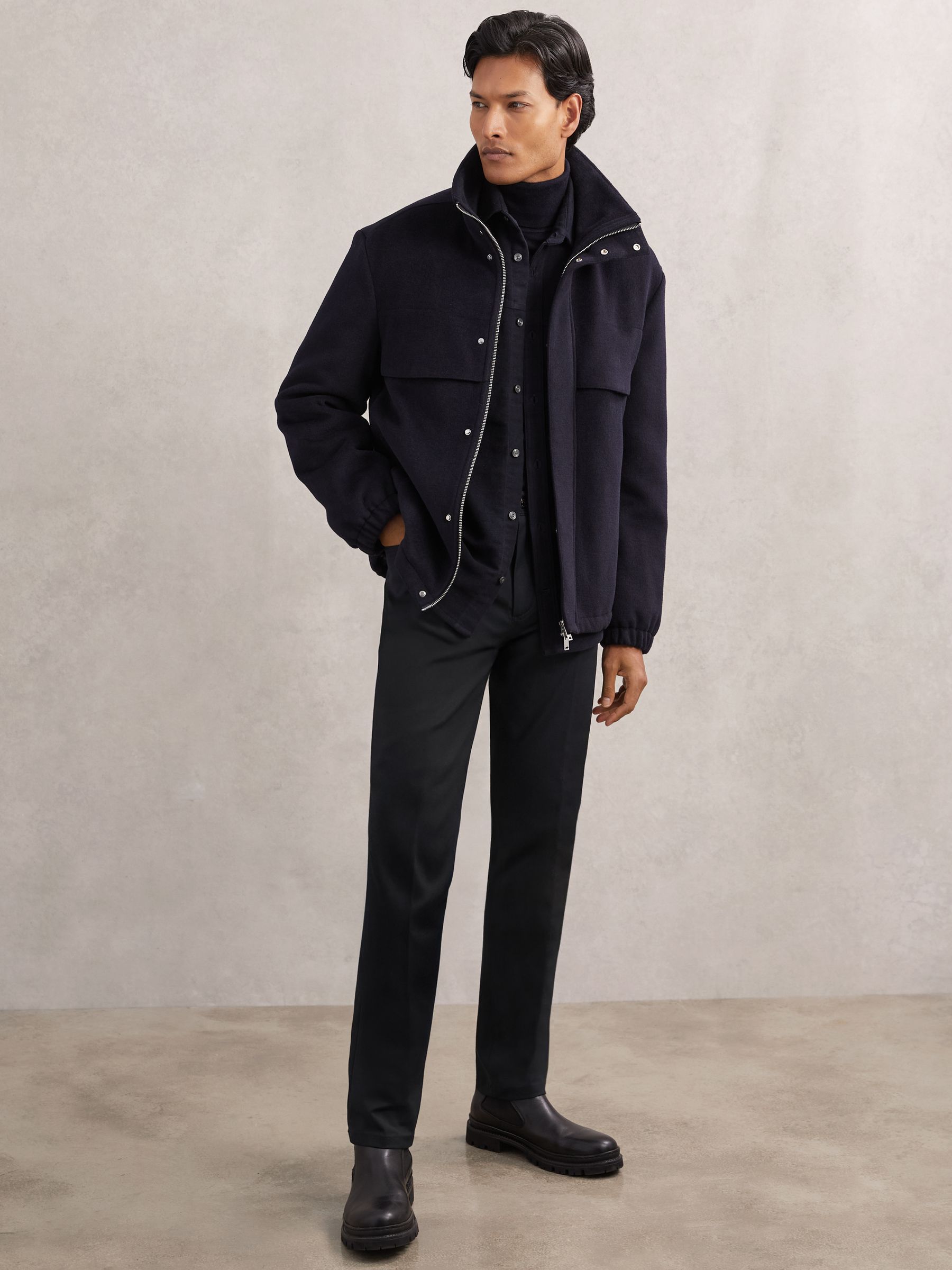 Slim-Fit Five-Pocket Trousers in Navy