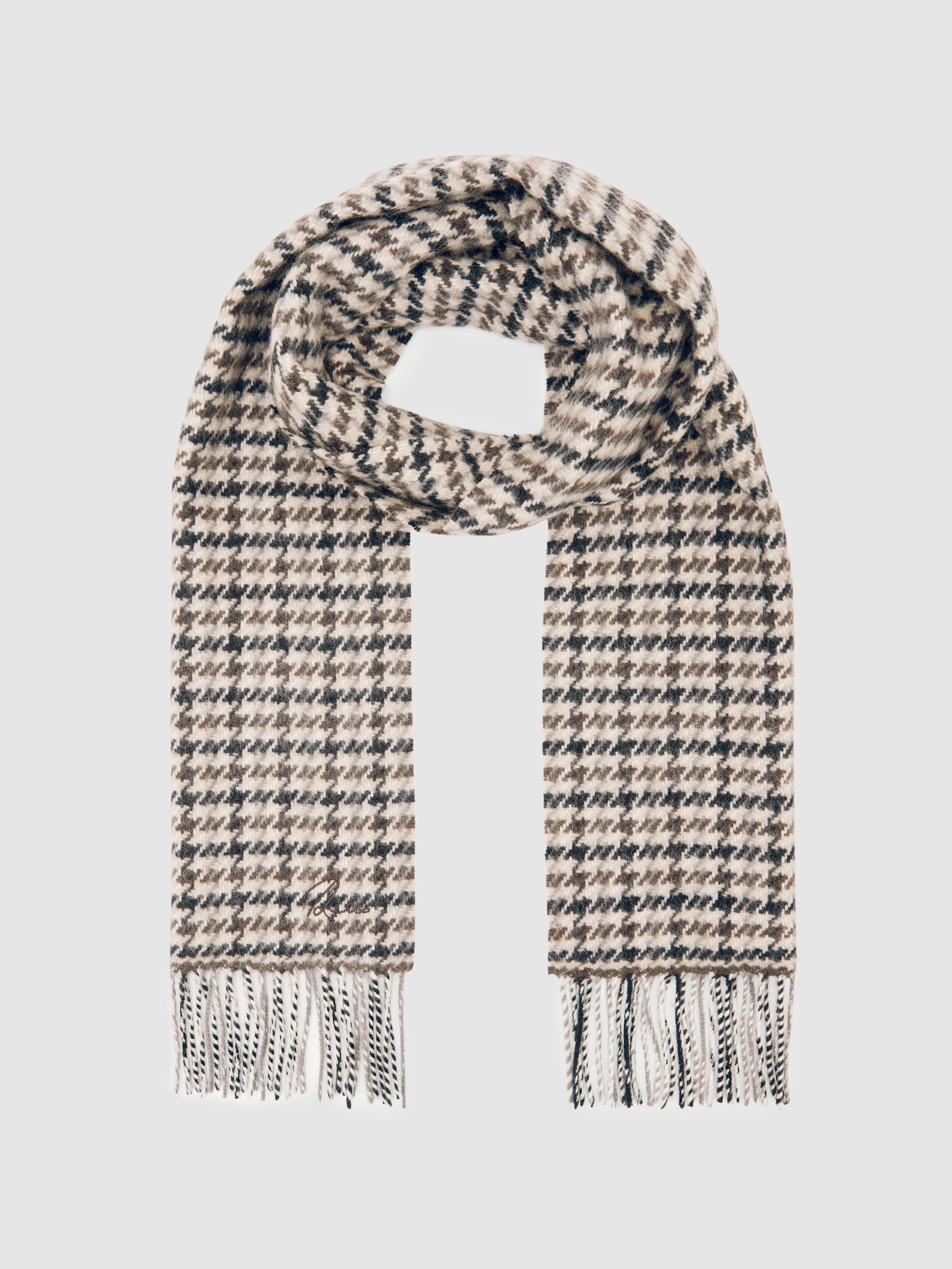 Wool-Cashmere Check Scarf in Brown Multi