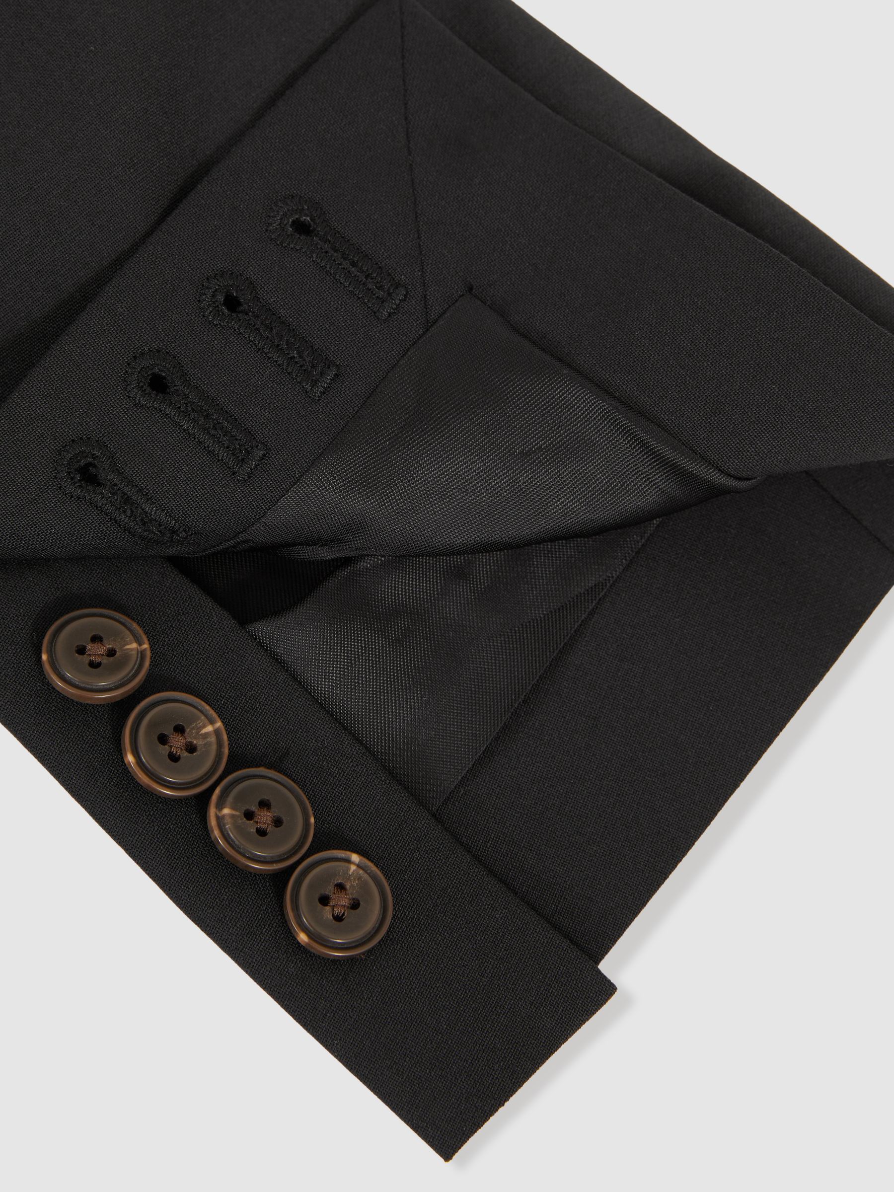 Wool-Blend Single-Breasted Suit Blazer Slim-Fit in Black