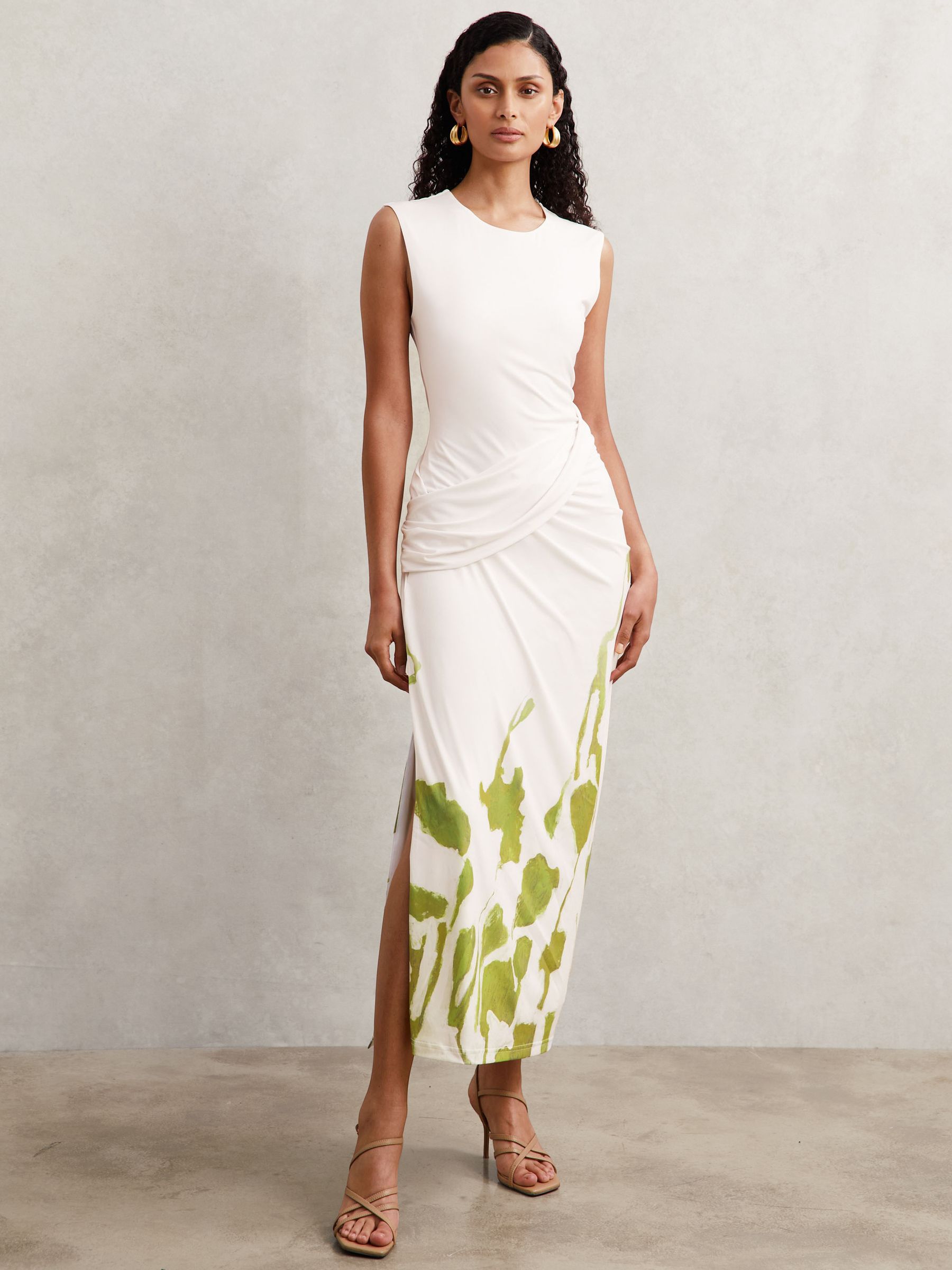 Acler Floral-Print Jersey Midi Dress in Ivory Print
