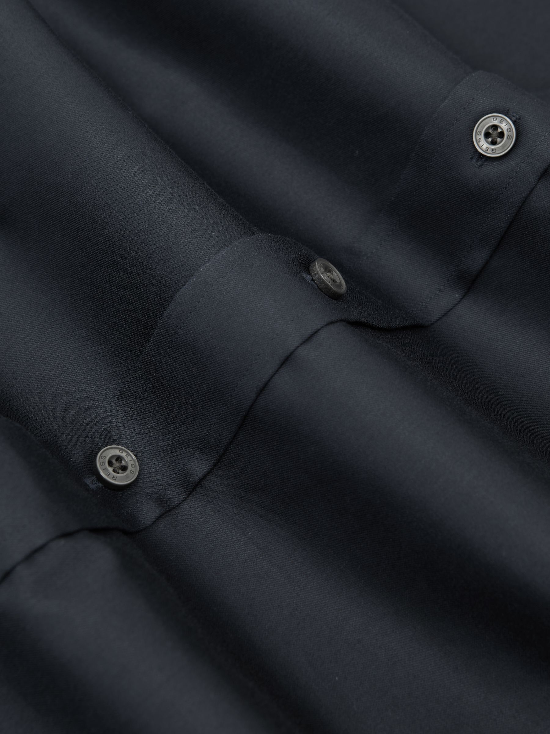 Regular Fit Stretch Double-Cuff Shirt Cotton-Blend in Navy