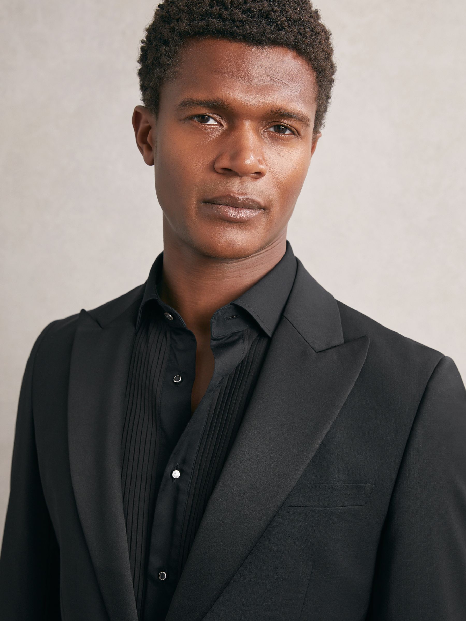 Slim Fit Cotton Dinner Shirt in Black