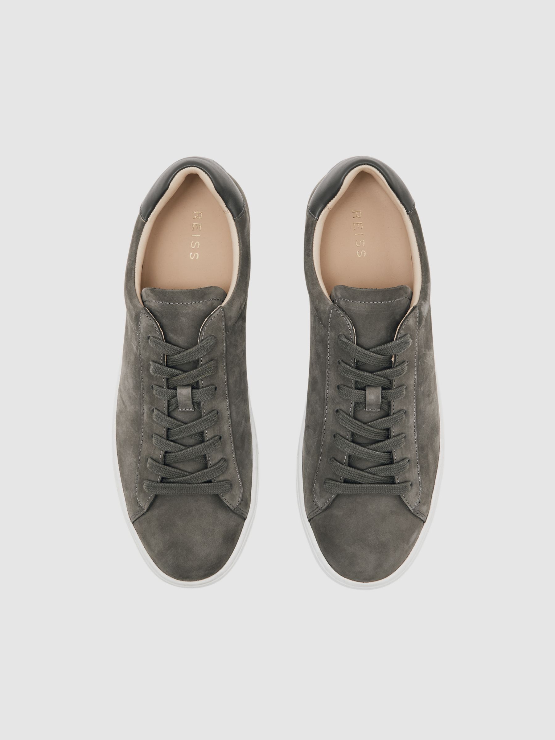 Nubuck Leather Low-Top Trainers in Grey