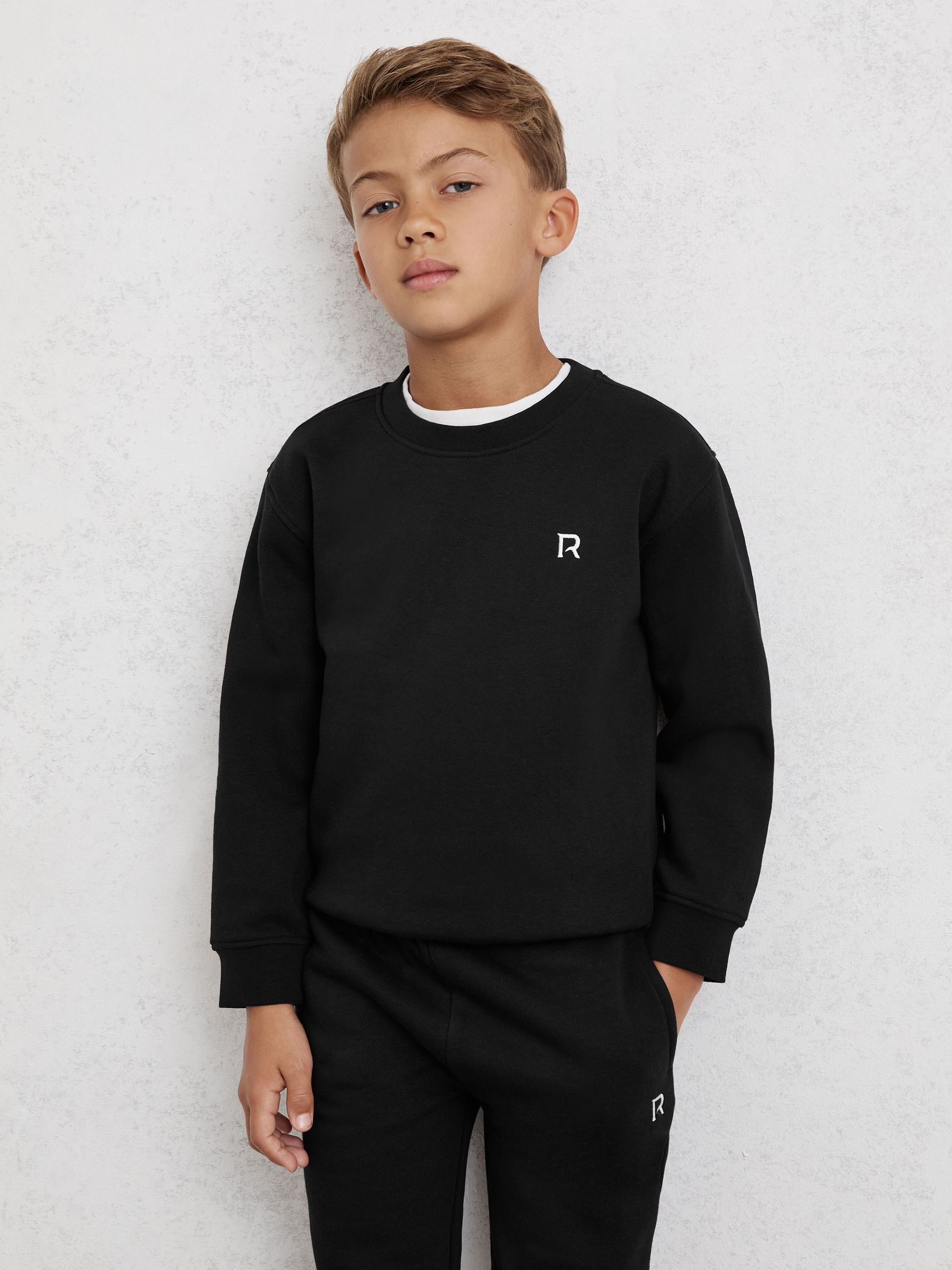 13-14 yrs Logo Sweatshirt and Joggers Set Cotton-Blend in Black