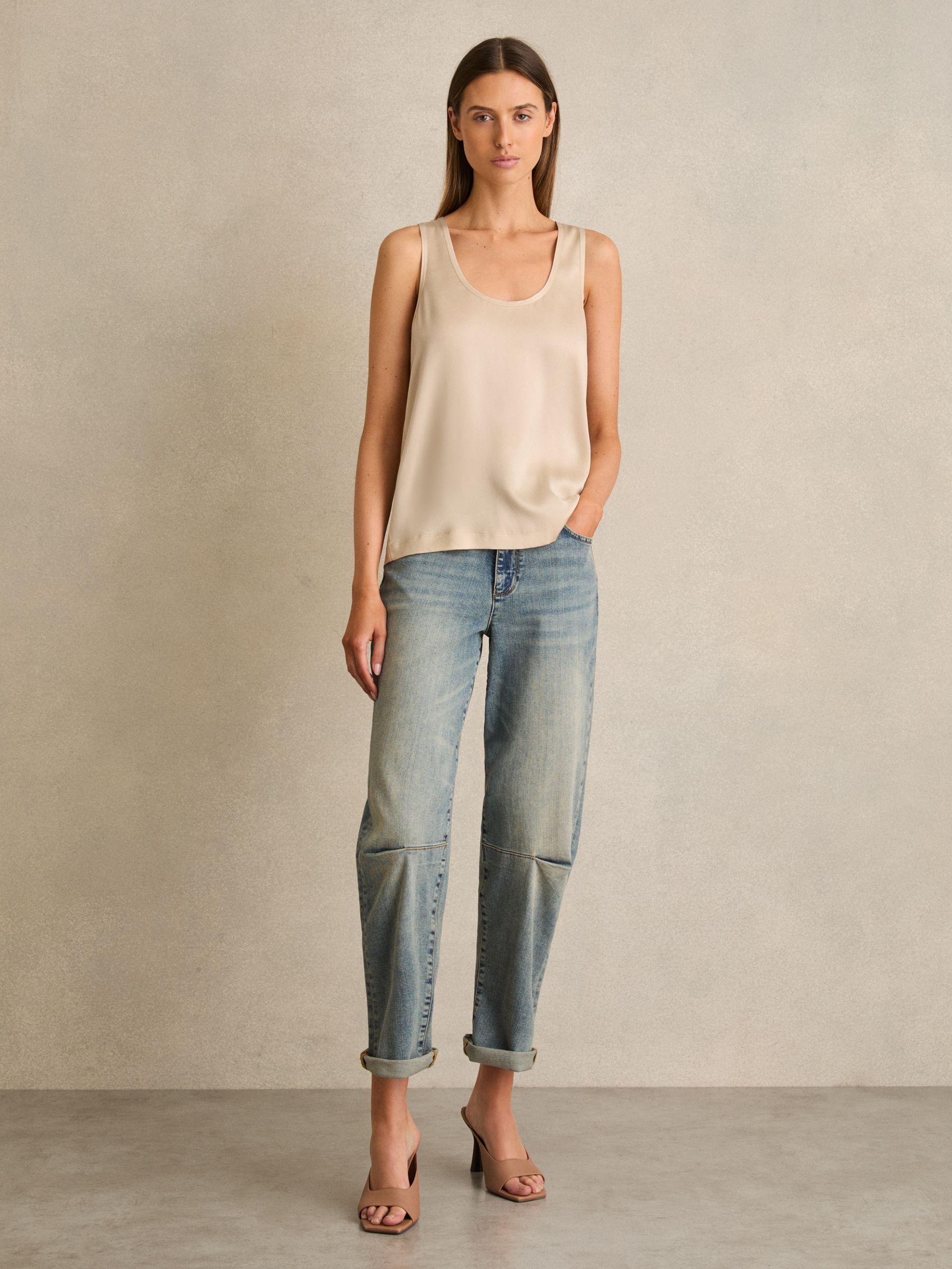 Silk-Front Cami Top in Neutral