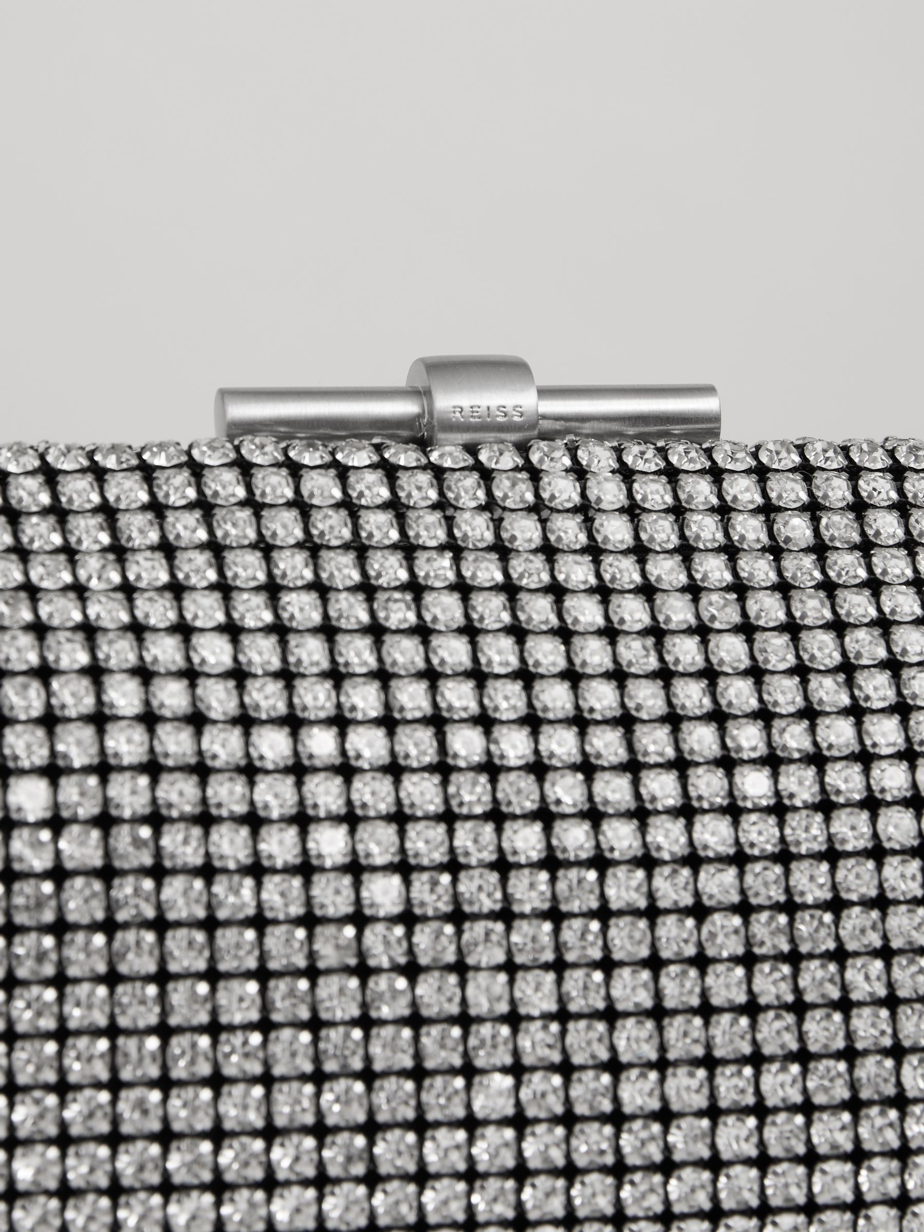 Embellished Clutch Bag in Silver
