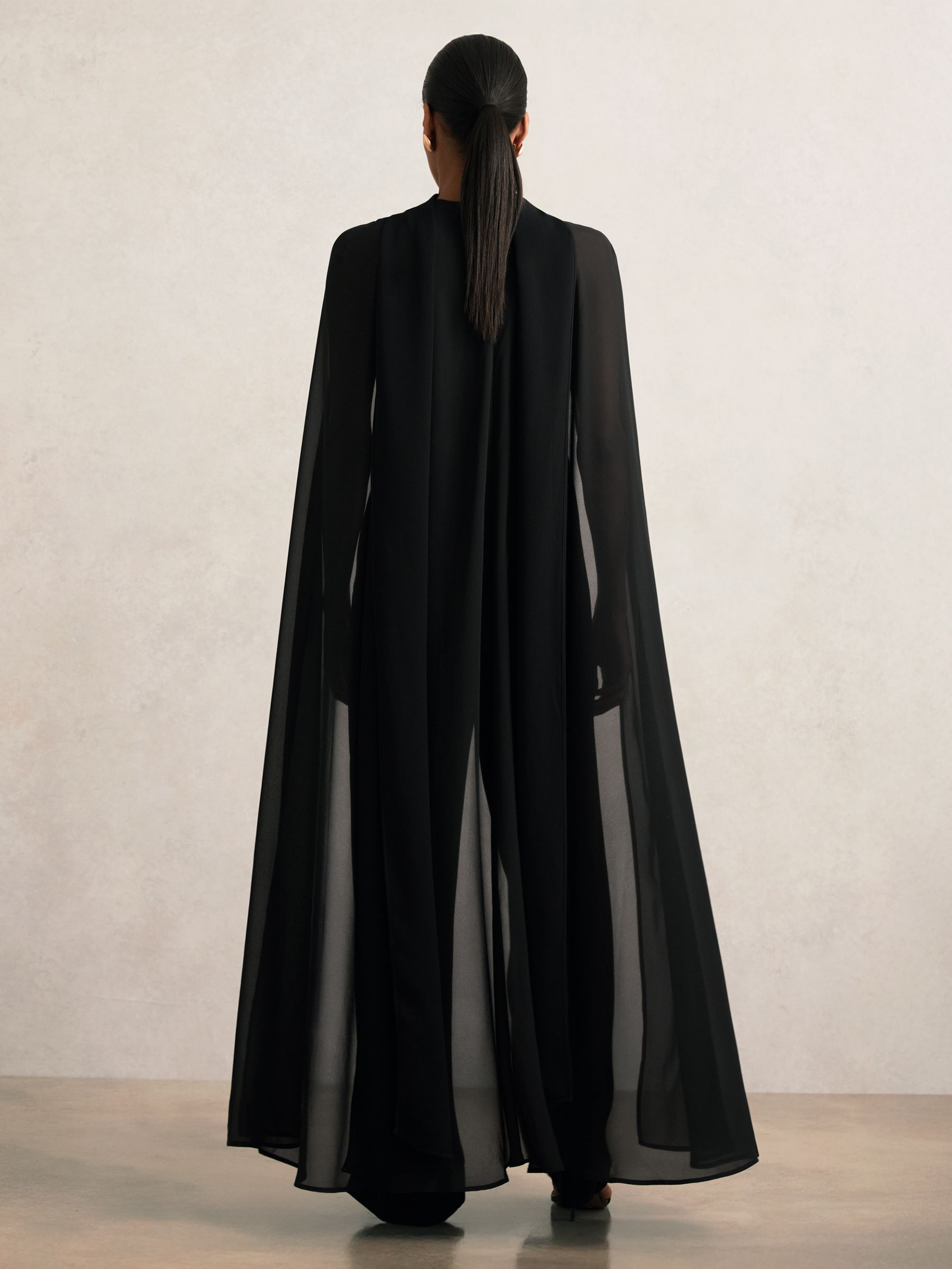 Wide-Leg Cape Jumpsuit in Black