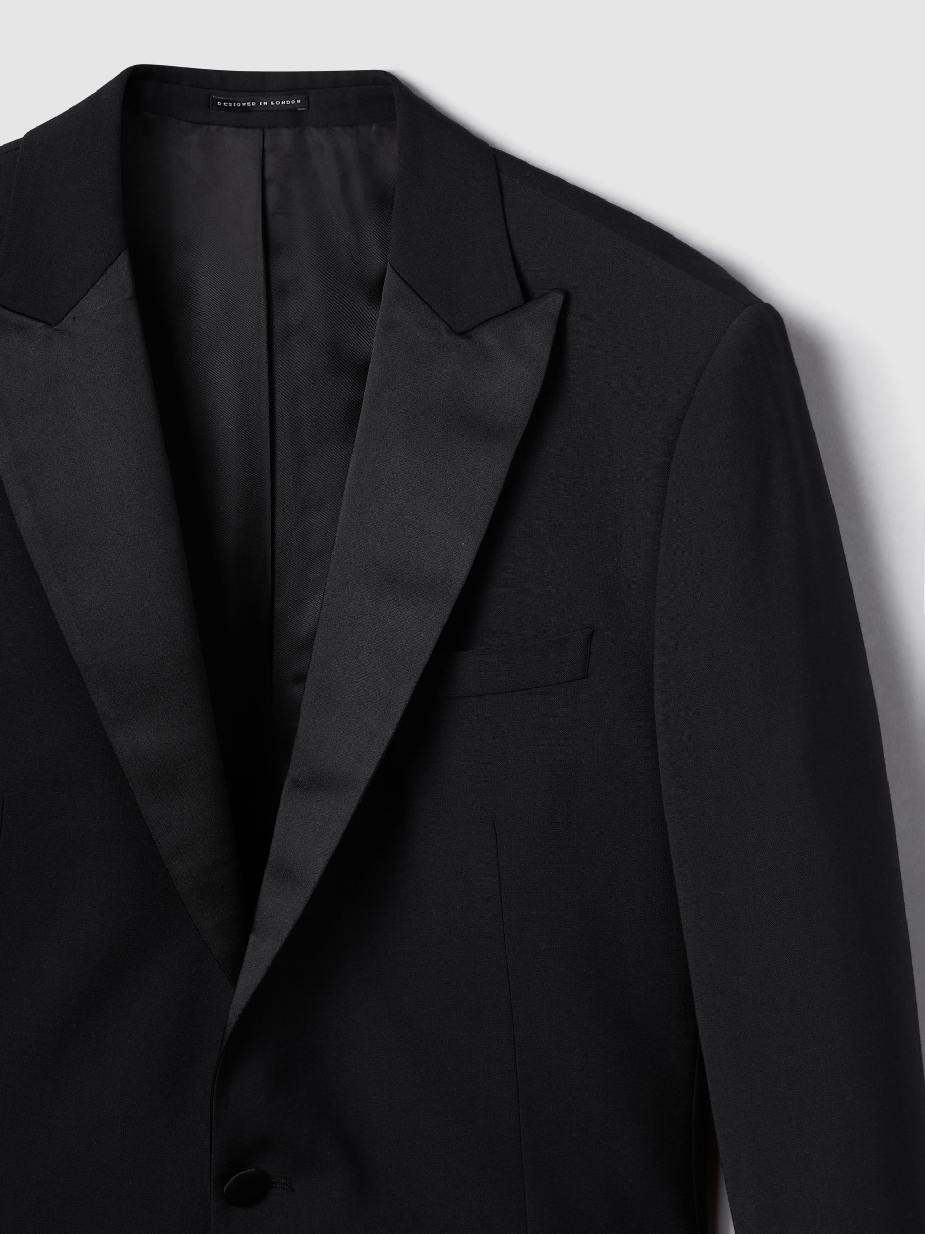 Regular Fit Single Breasted Tuxedo Jacket in Black