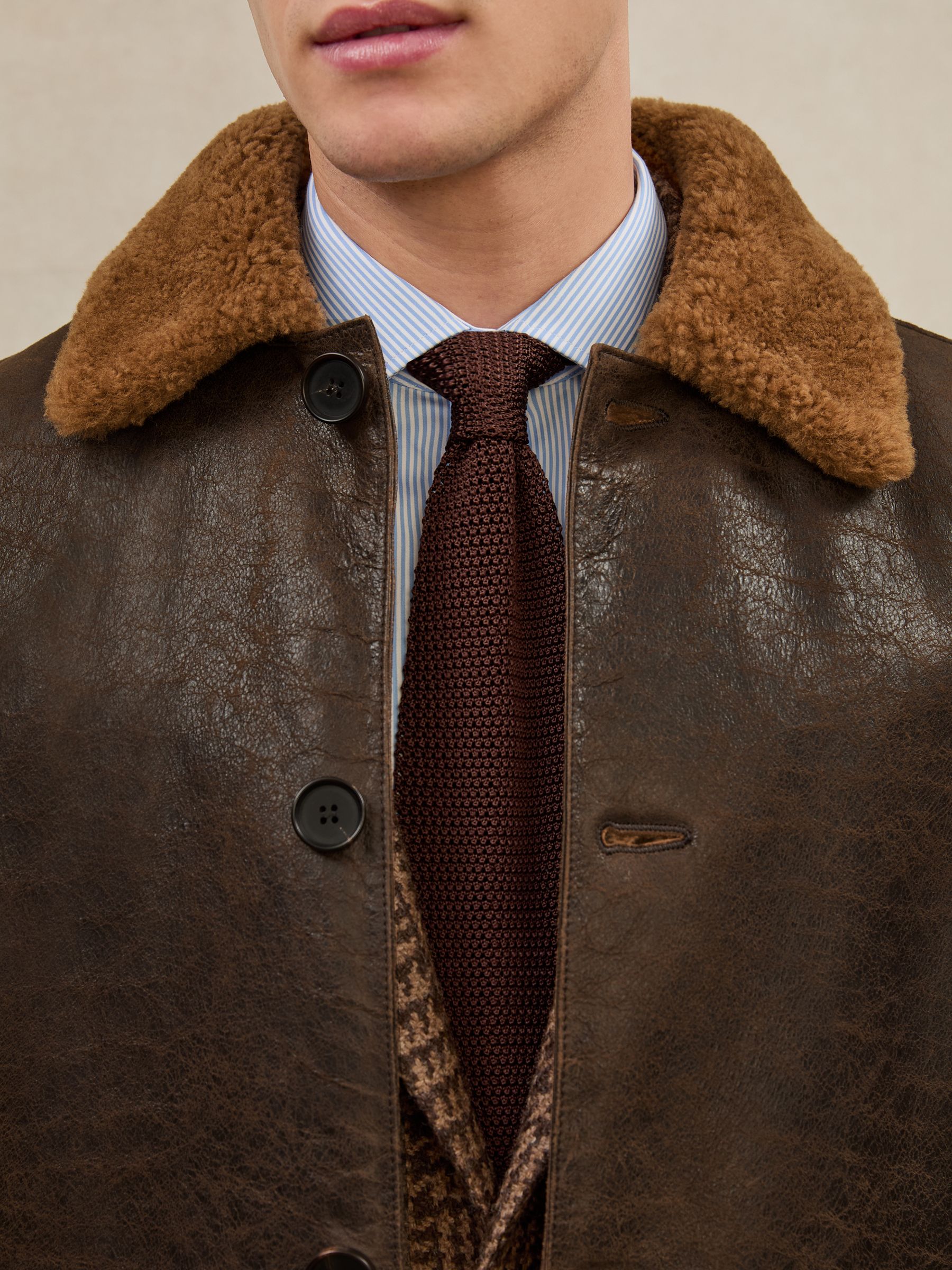 Atelier Shearling Leather Jacket in Brown