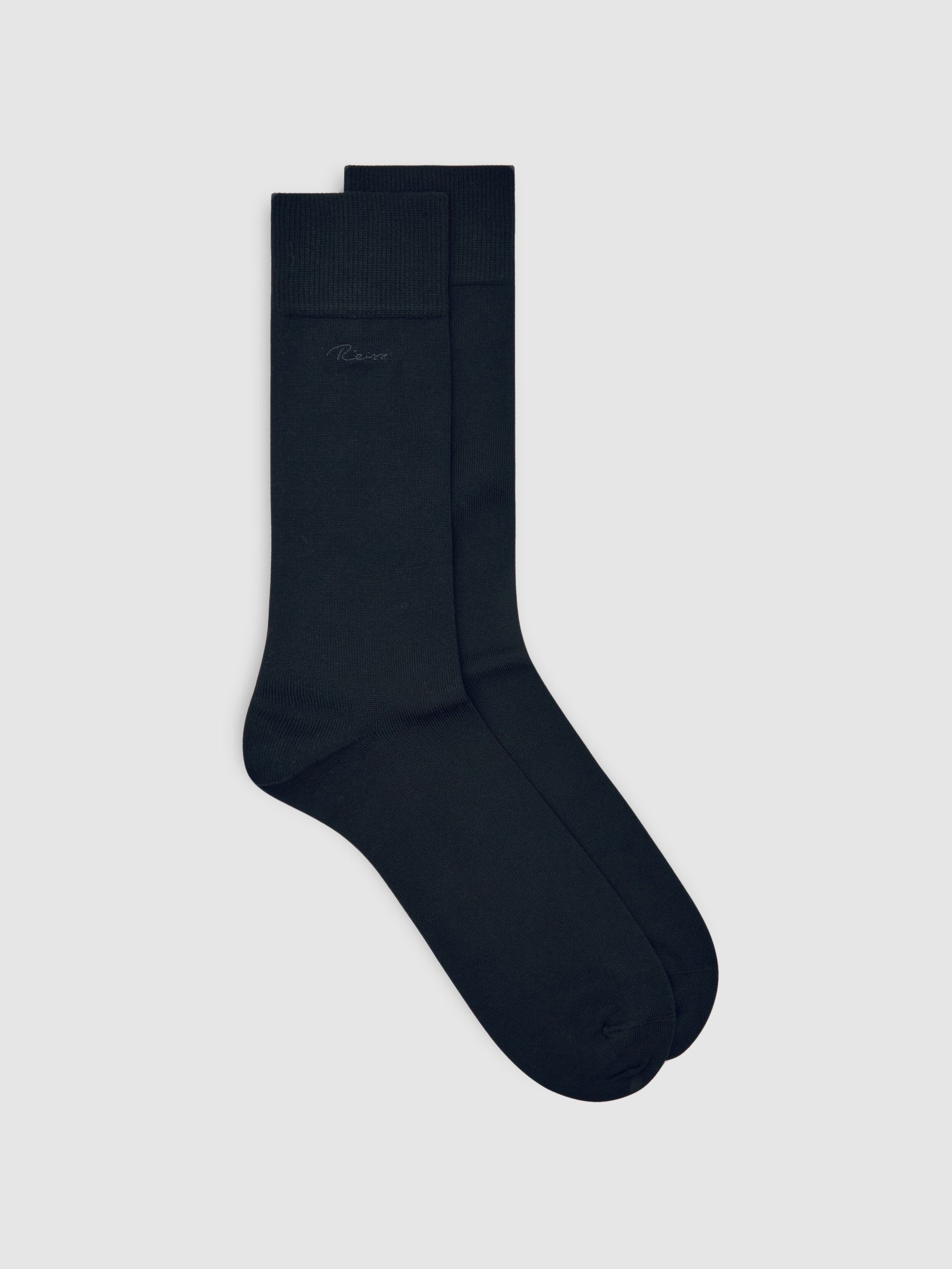 Cotton-Blend Logo Embroidery Socks in Black