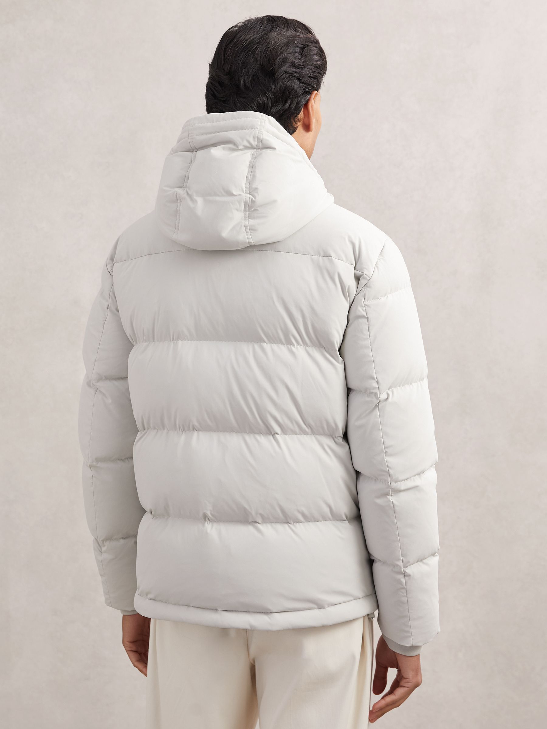 Quilted Zip-Through Puffer Jacket in Light Stone