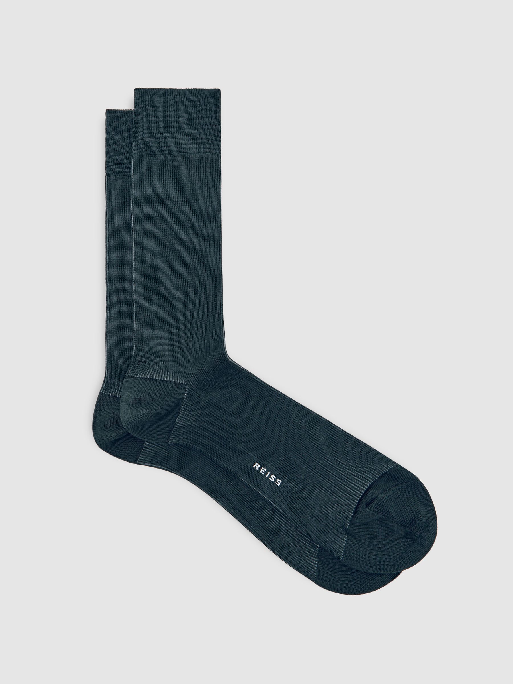 Two Tone Cotton Socks in Dark Green