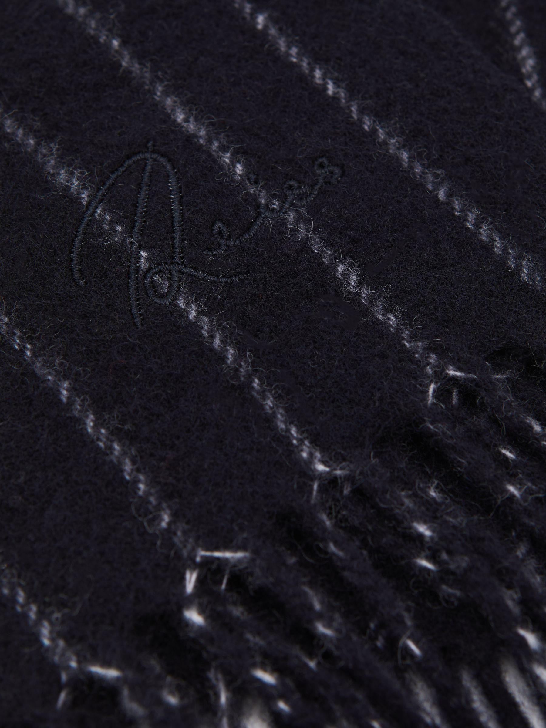 Wool-Cashmere Pinstripe Scarf in Navy