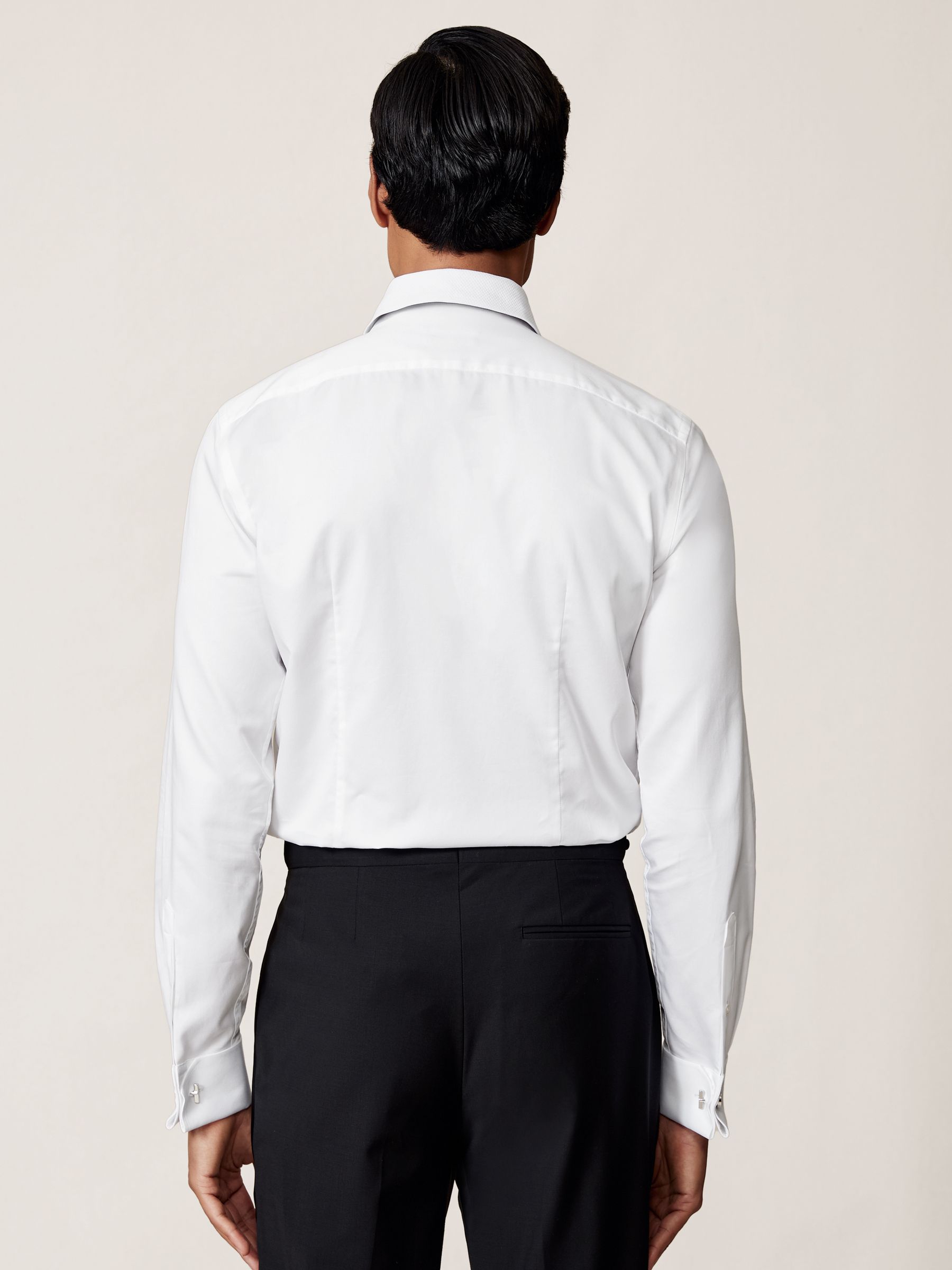 Slim Fit Cotton Double-Cuff Dinner Shirt in White