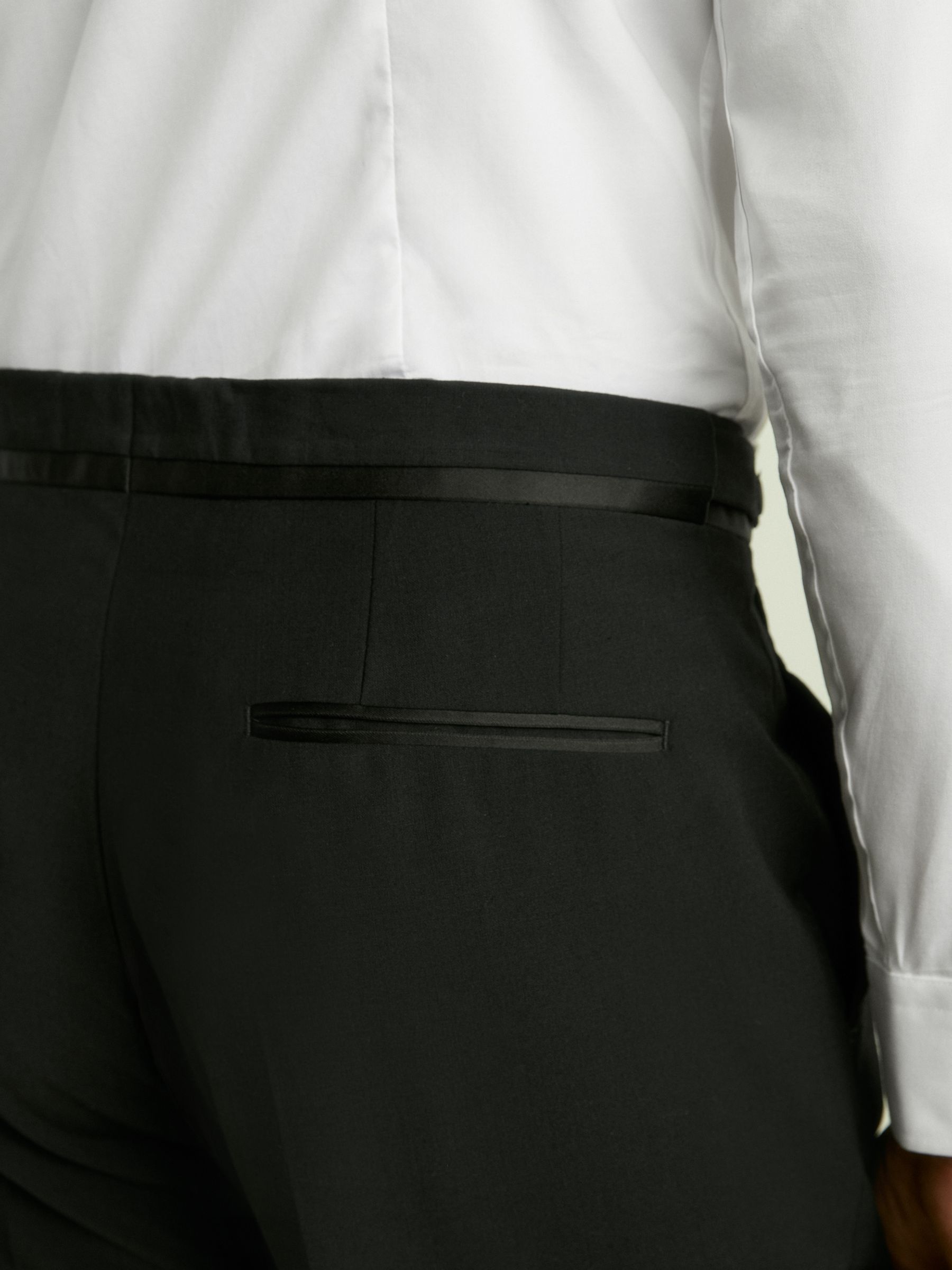 Tailored Fit Wool Blend Tuxedo Trouser in Black