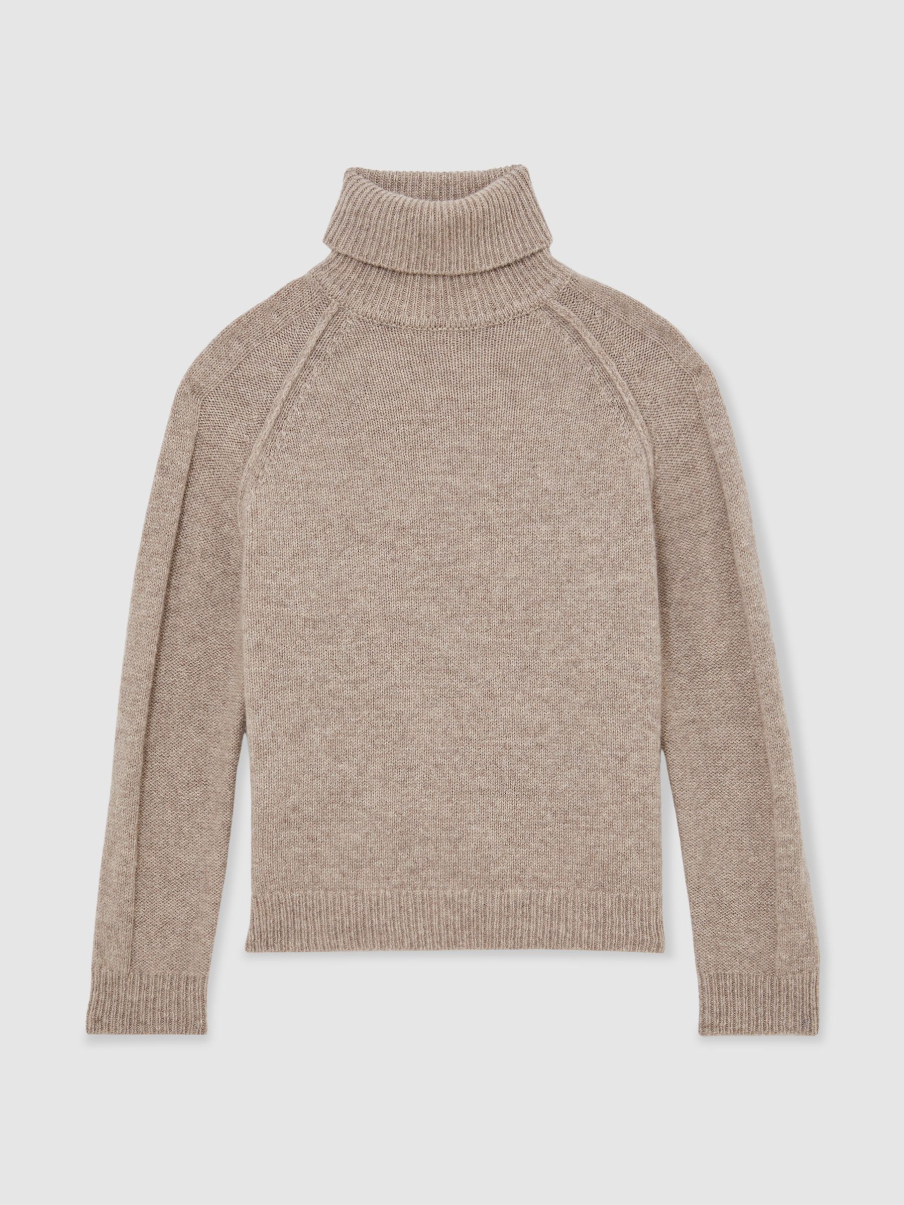 3-9 yrs Wool-Cashmere Roll-Neck Jumper in Light Brown Melange