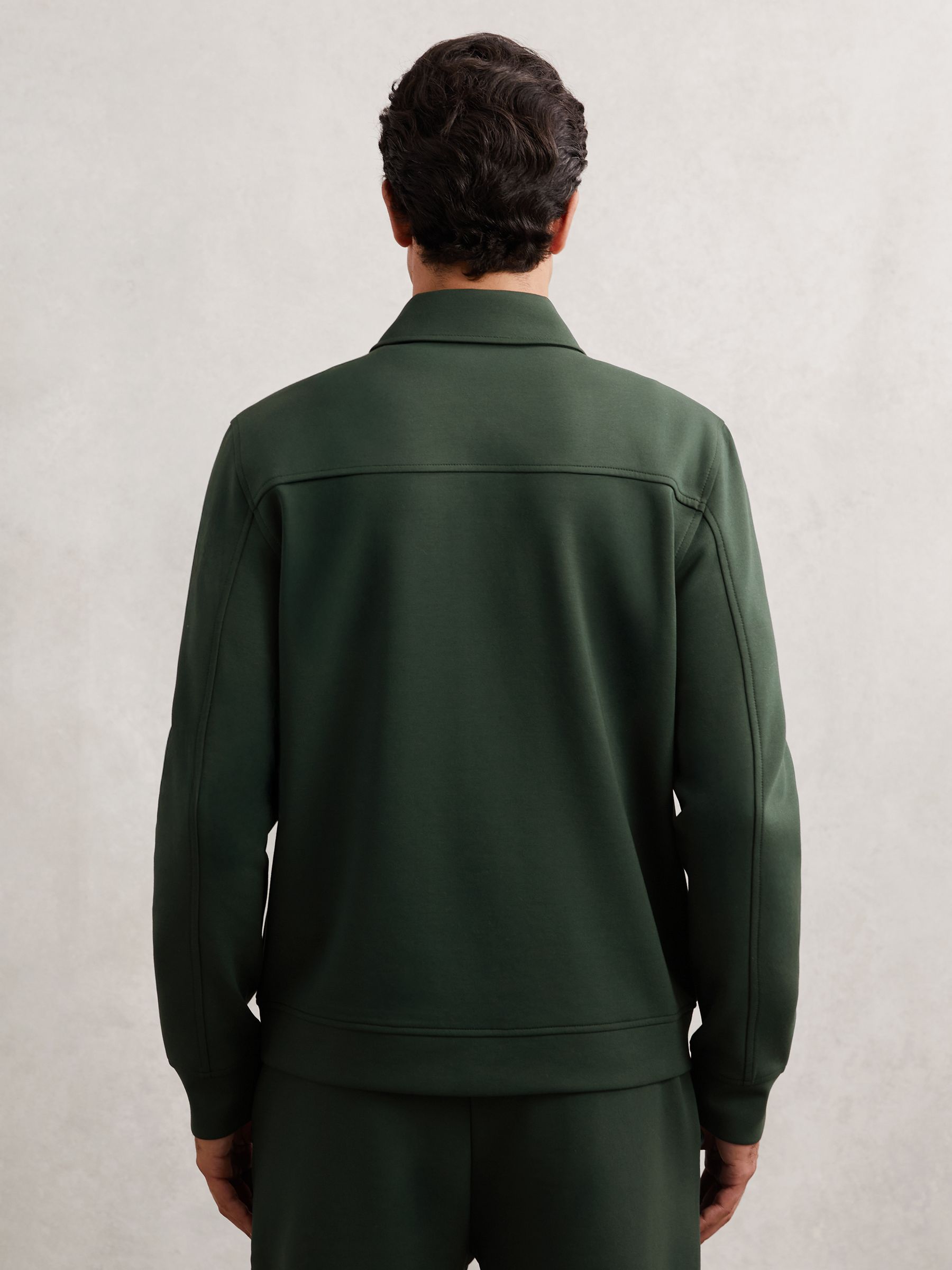 Interlock Zip Through Overshirt in Dark Sage Green