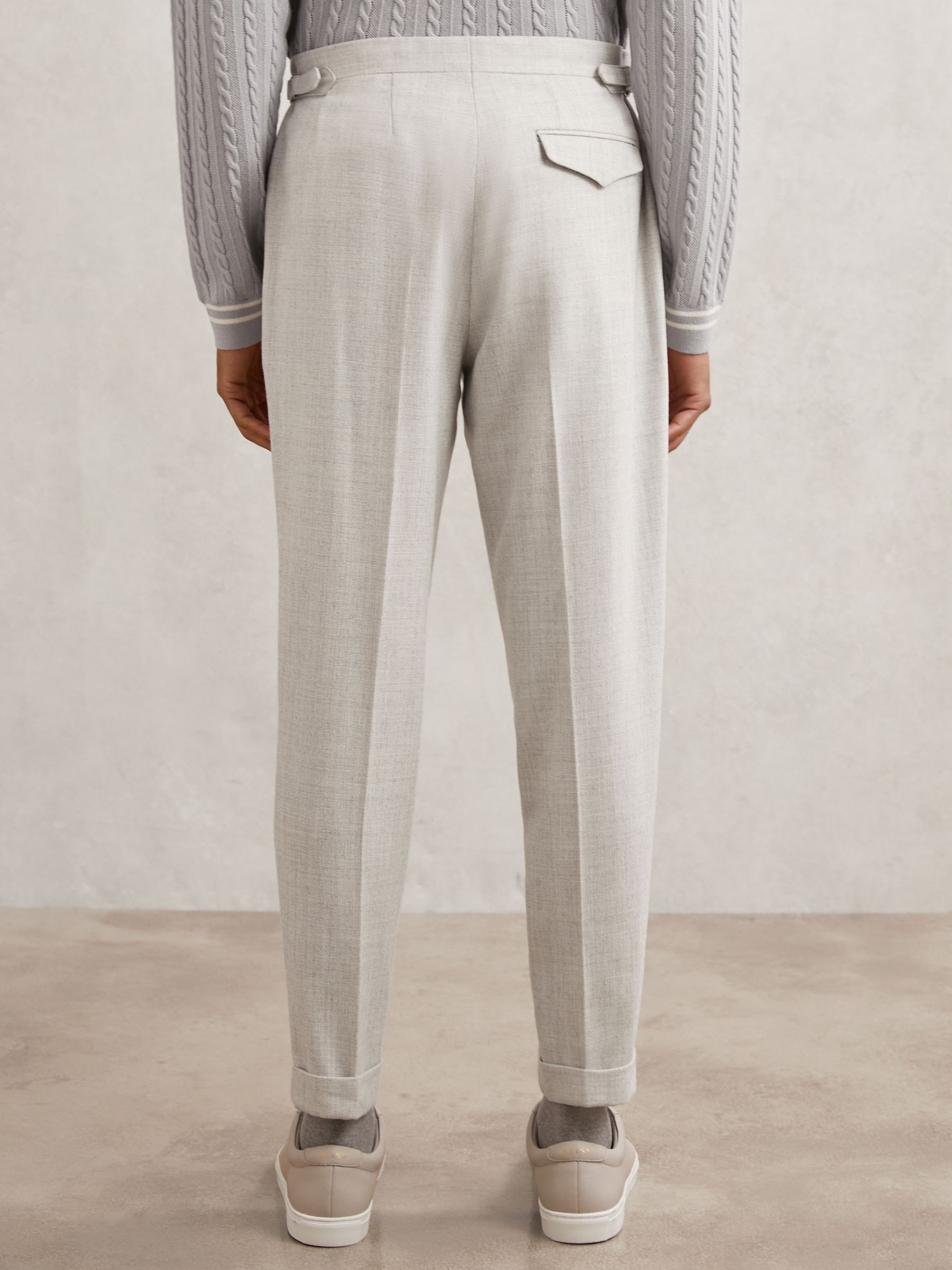 Wool-Blend Slim-Fit Cuffed Trousers in Soft Grey