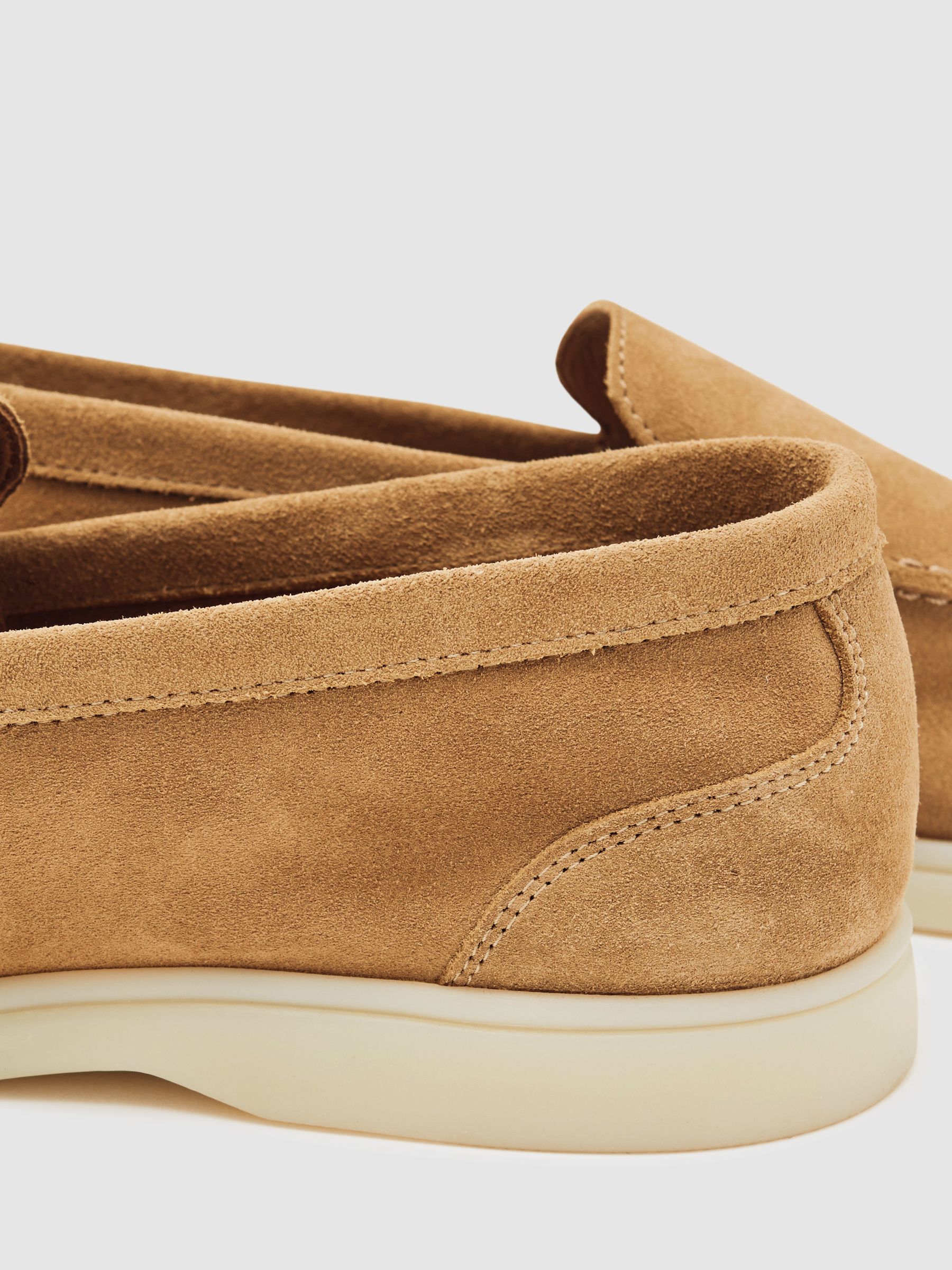 Suede Slip-On Loafers in Stone