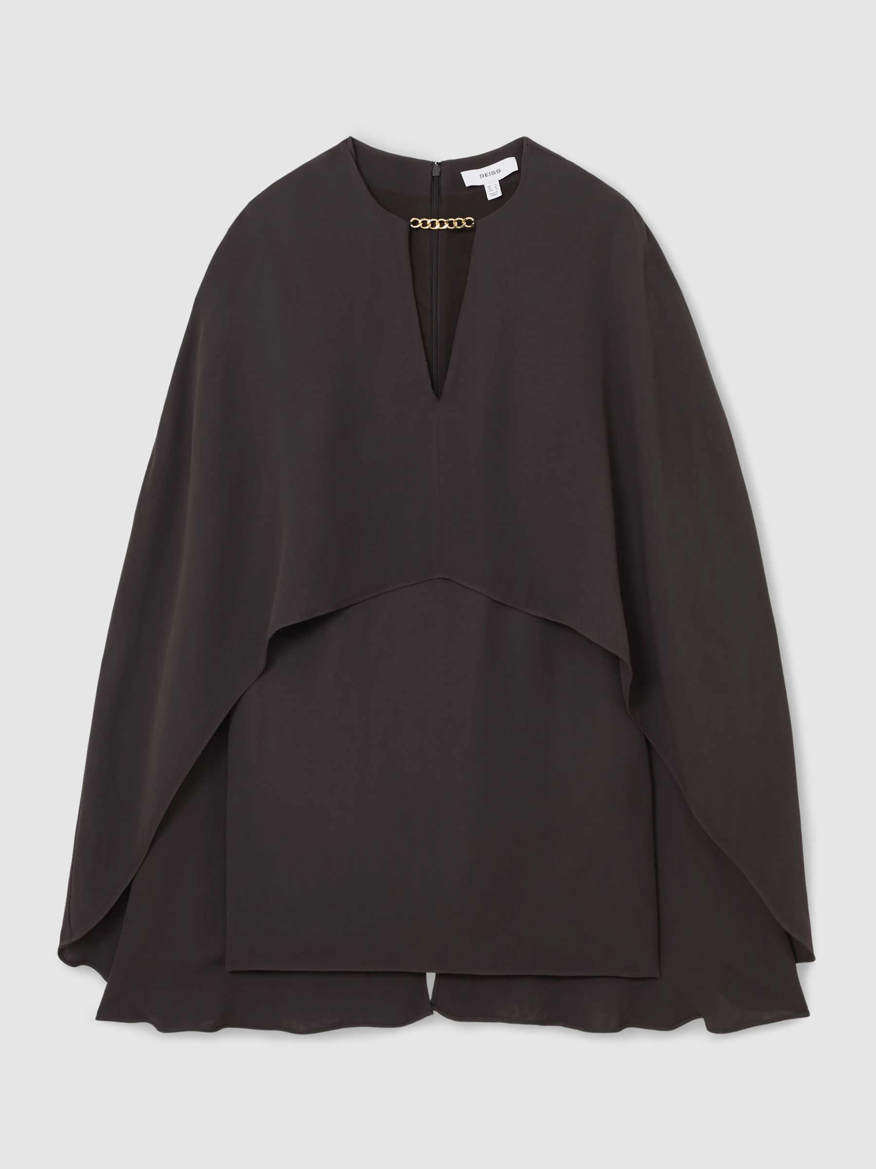 Chain-Detail Cape Mini Dress in Grape