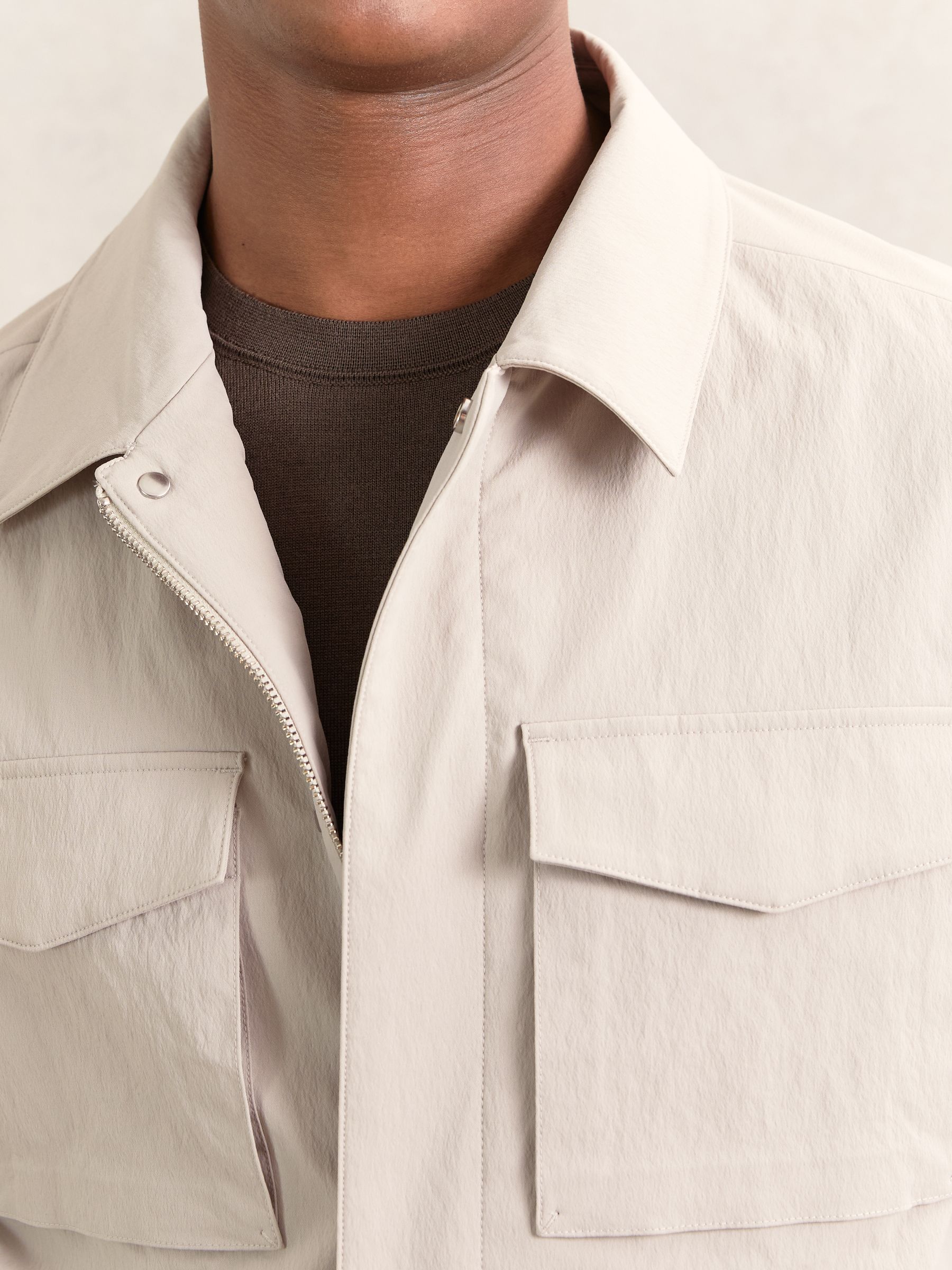 Removable-Gilet Safari Jacket in Stone