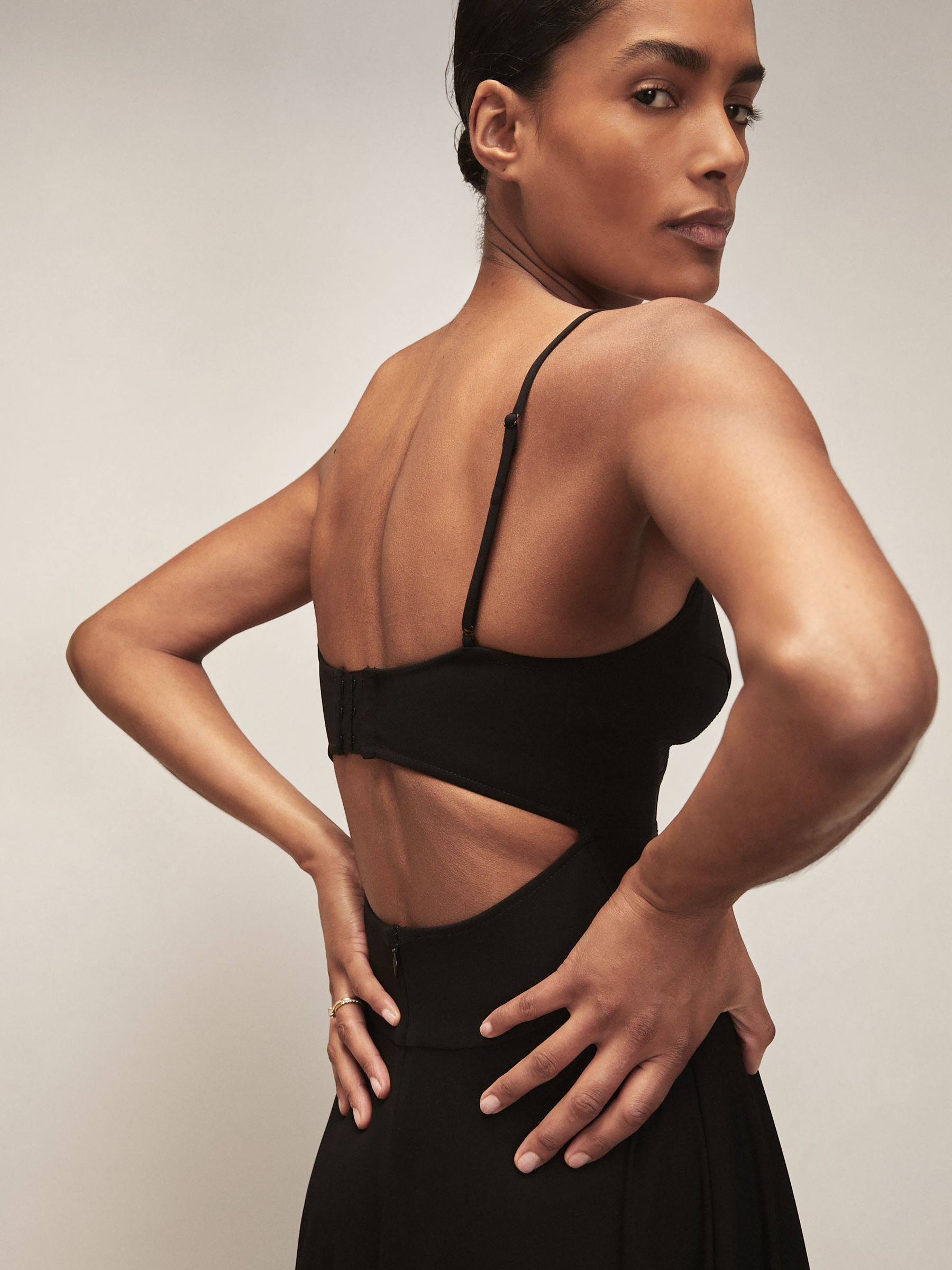 Reiss | Royal Ballet Bustier Midi Dress in Black