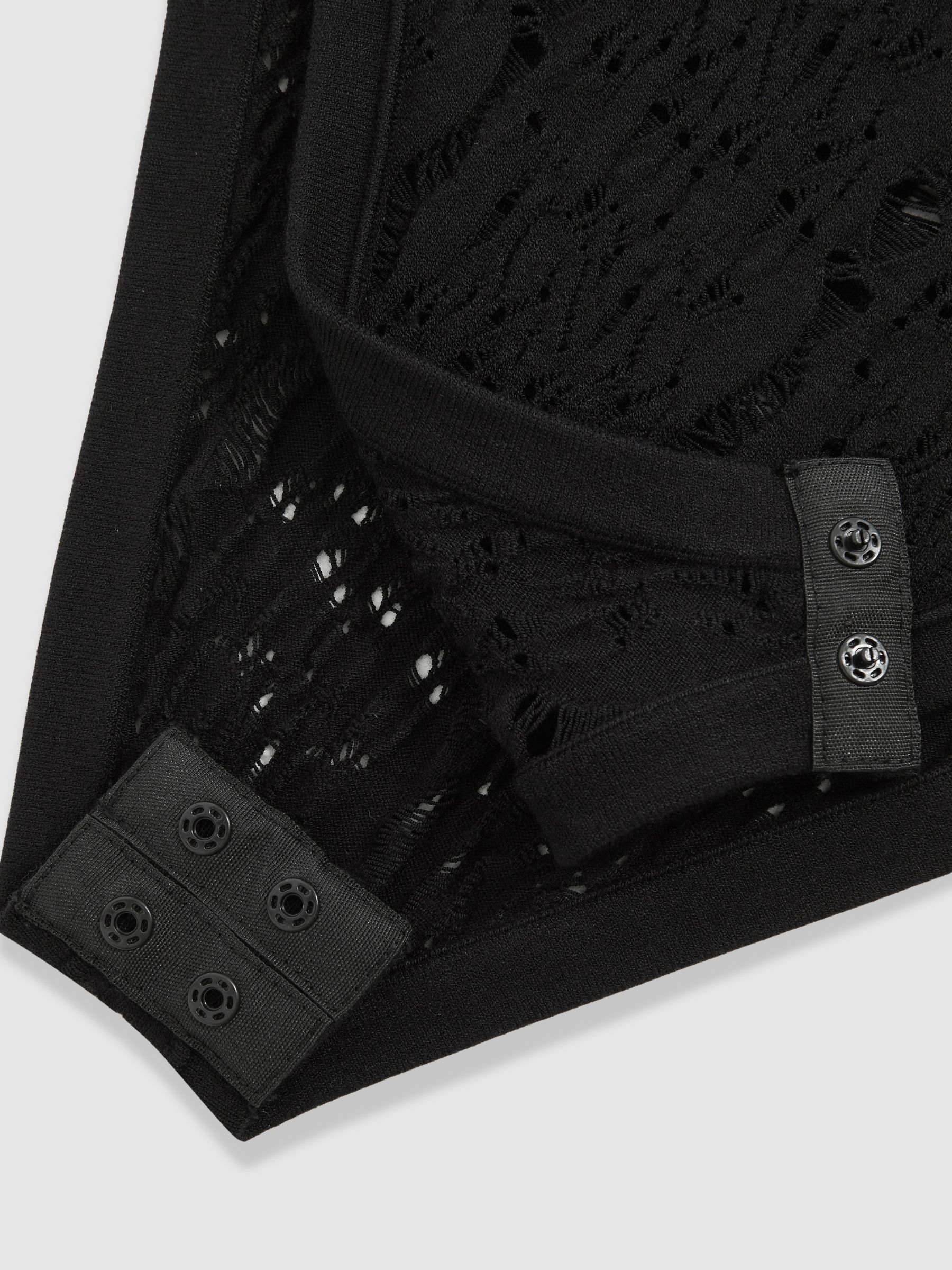 Atelier Lace-Knit Long-Sleeve Bodysuit in Black